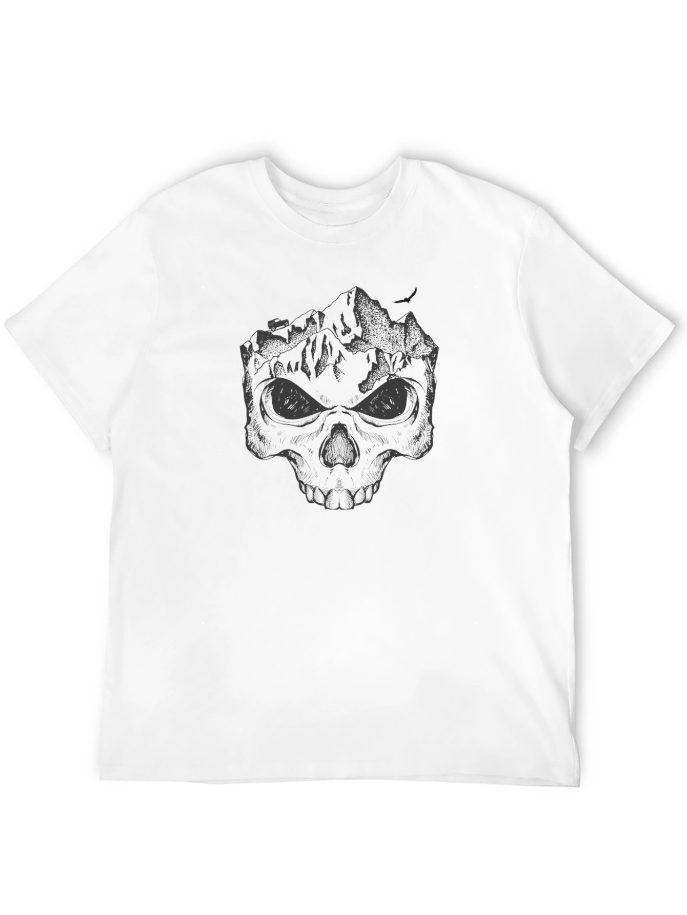 Black Skull Mountain Graphic Tee - Men's Black T-Shirt view 12