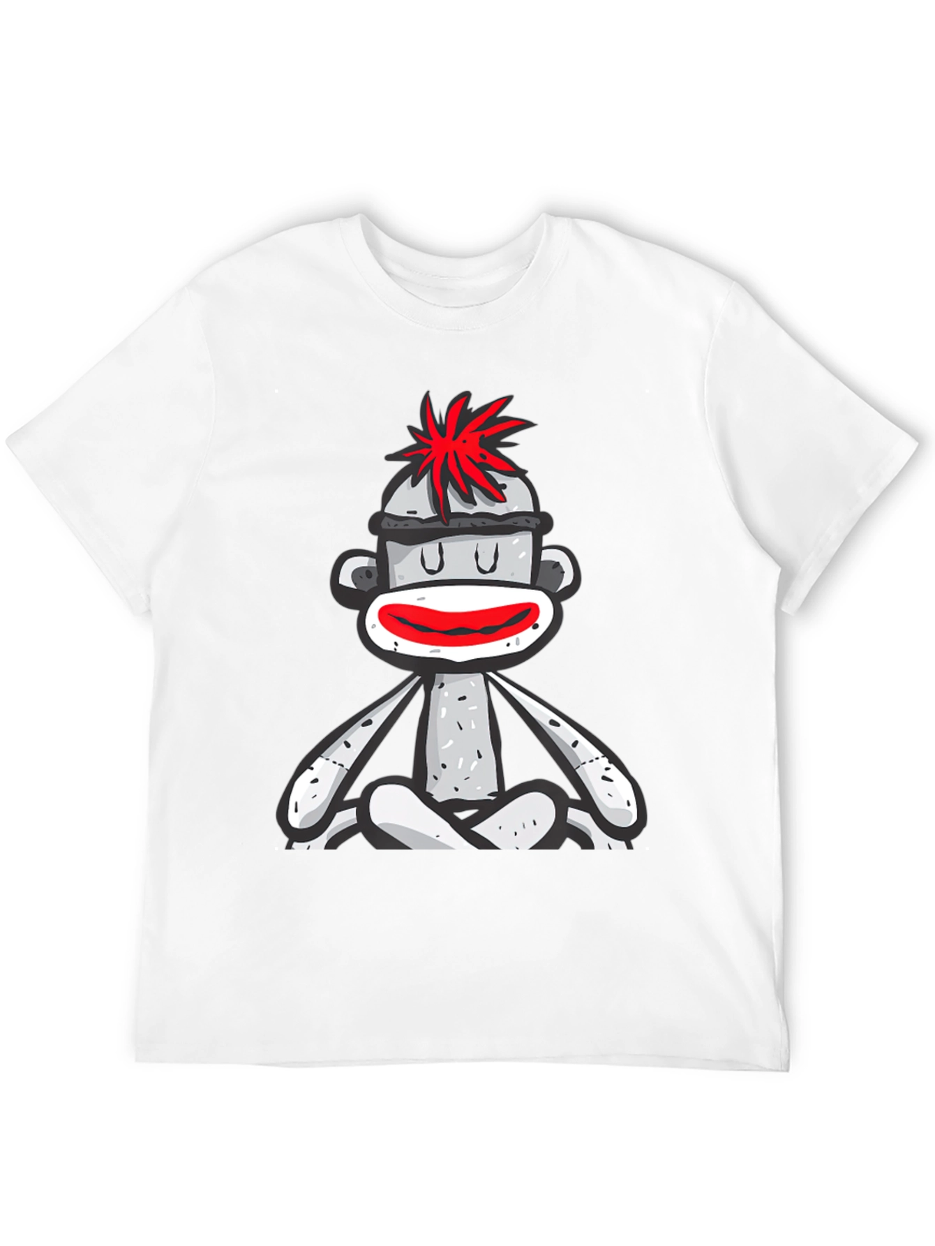 Black Sock Monkey T-Shirt - Meditating Design view 12