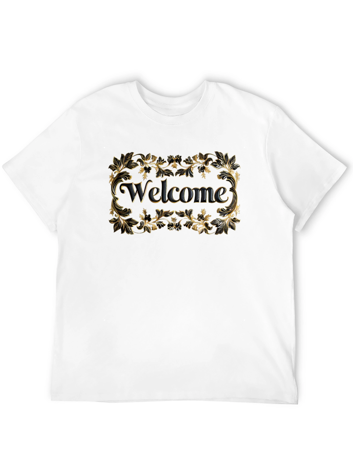 Black Welcome Black T-Shirt Gold Floral view 12