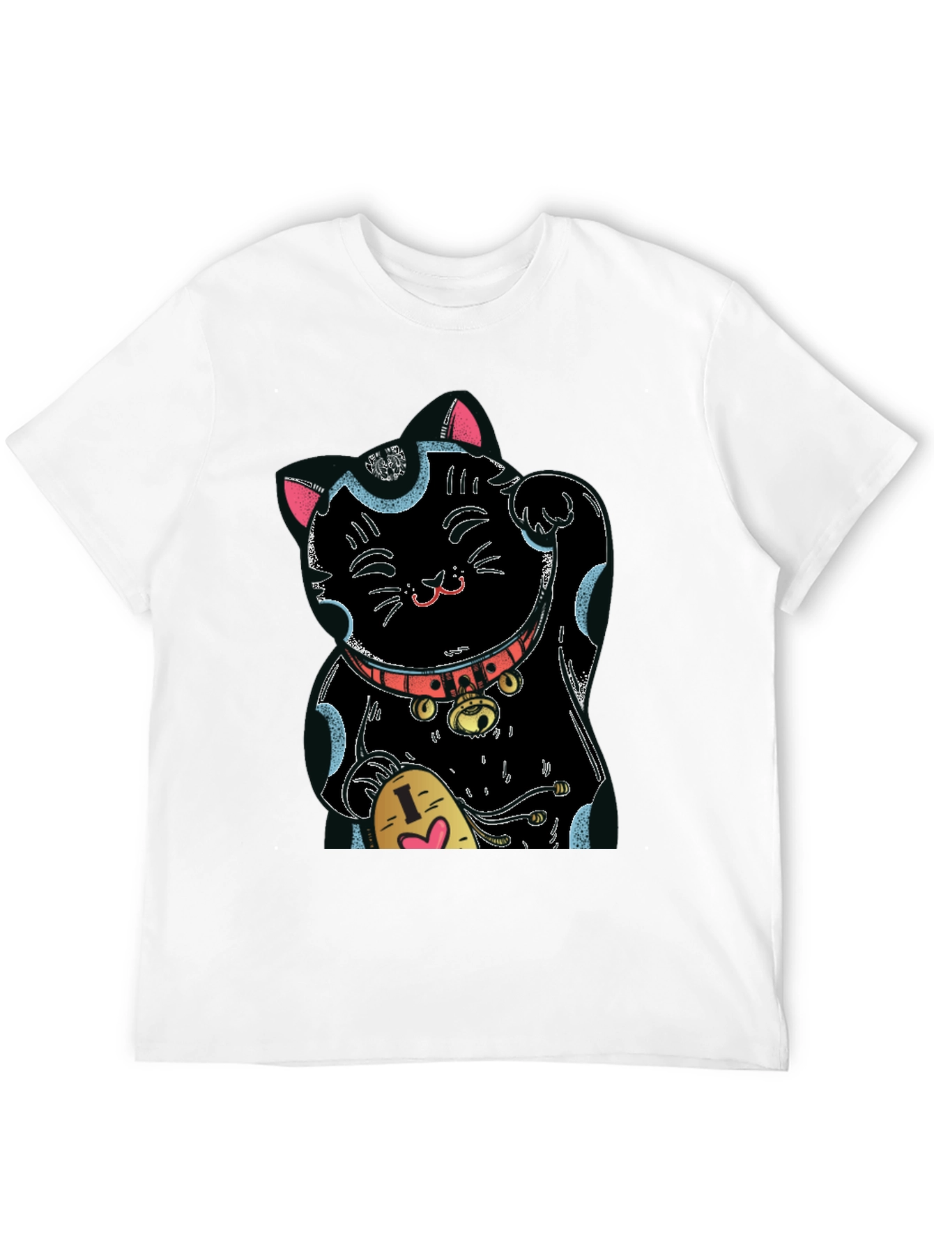 Black Lucky Cat Graphic Tee - Black Cotton Blend view 12
