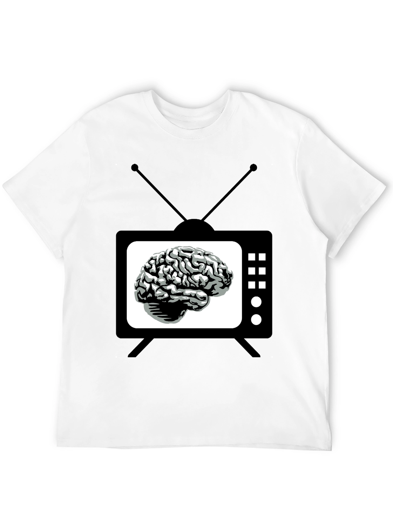 Brain TV Graphic Tee - Black Novelty T-Shirt - 12
