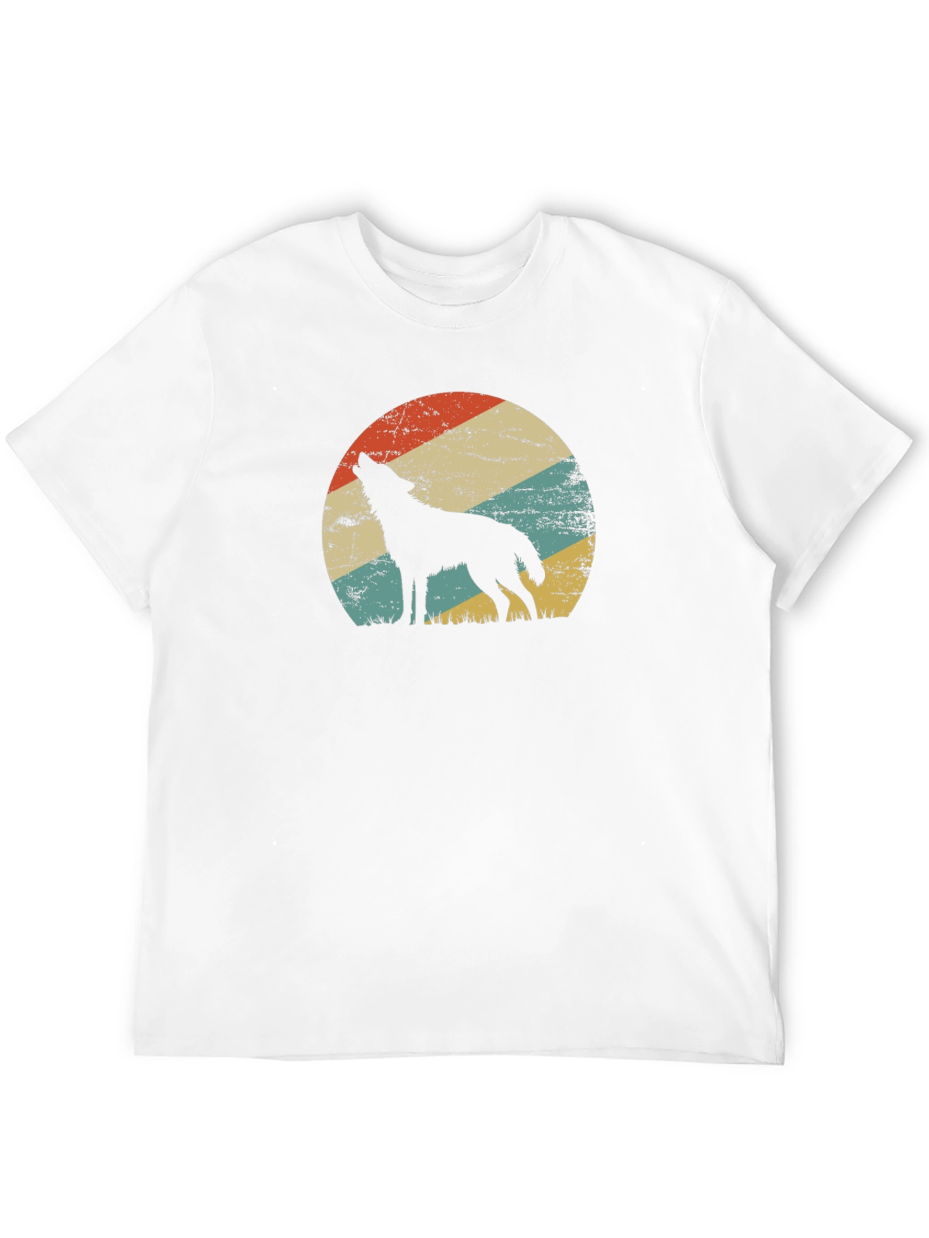 Black Wolf Silhouette Retro Sunset Black T-Shirt view 12