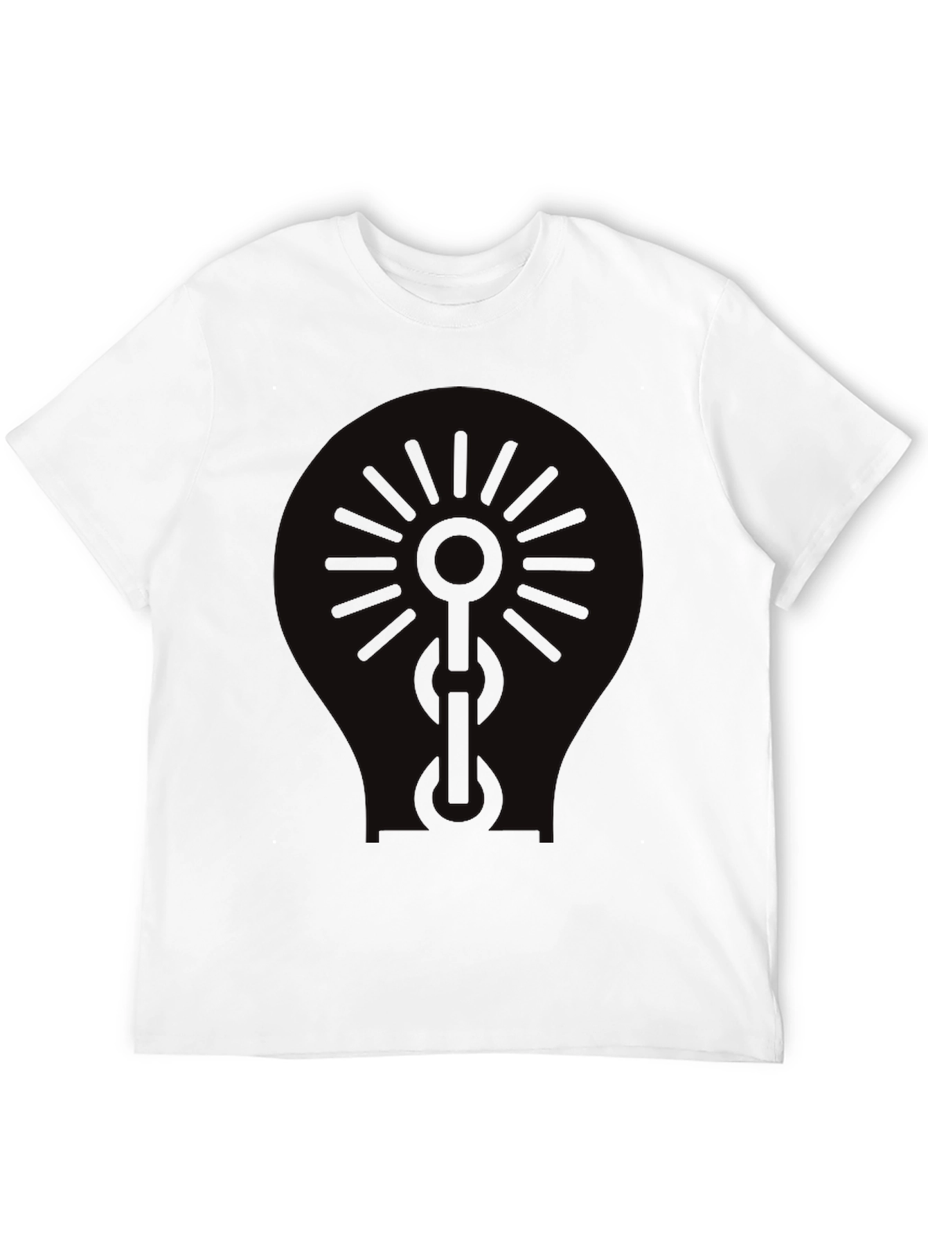 Black Black Graphic Tee - Sun & Chain Design view 12