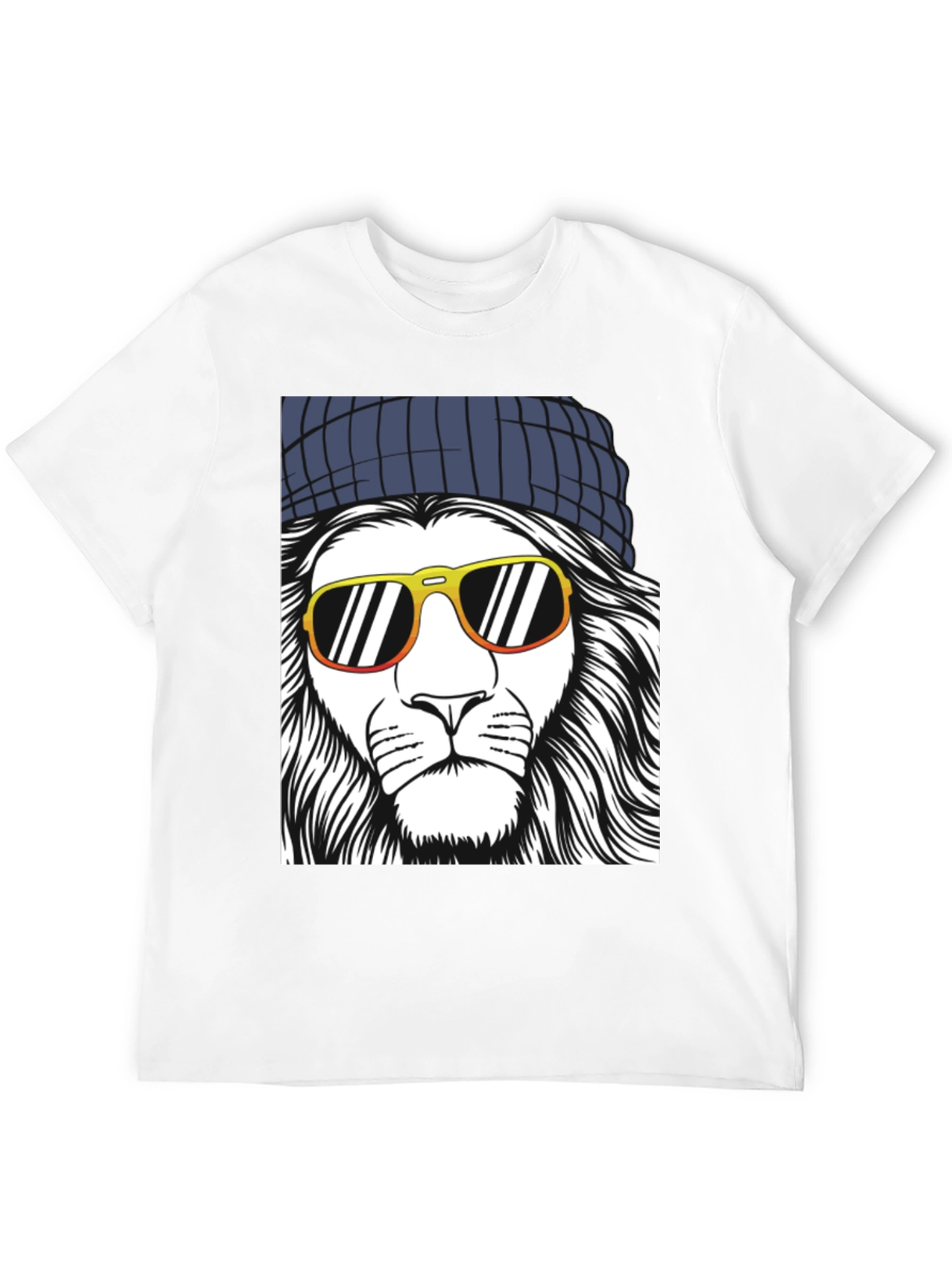Black Cool Lion Graphic Tee - Men's Black T-Shirt view 12