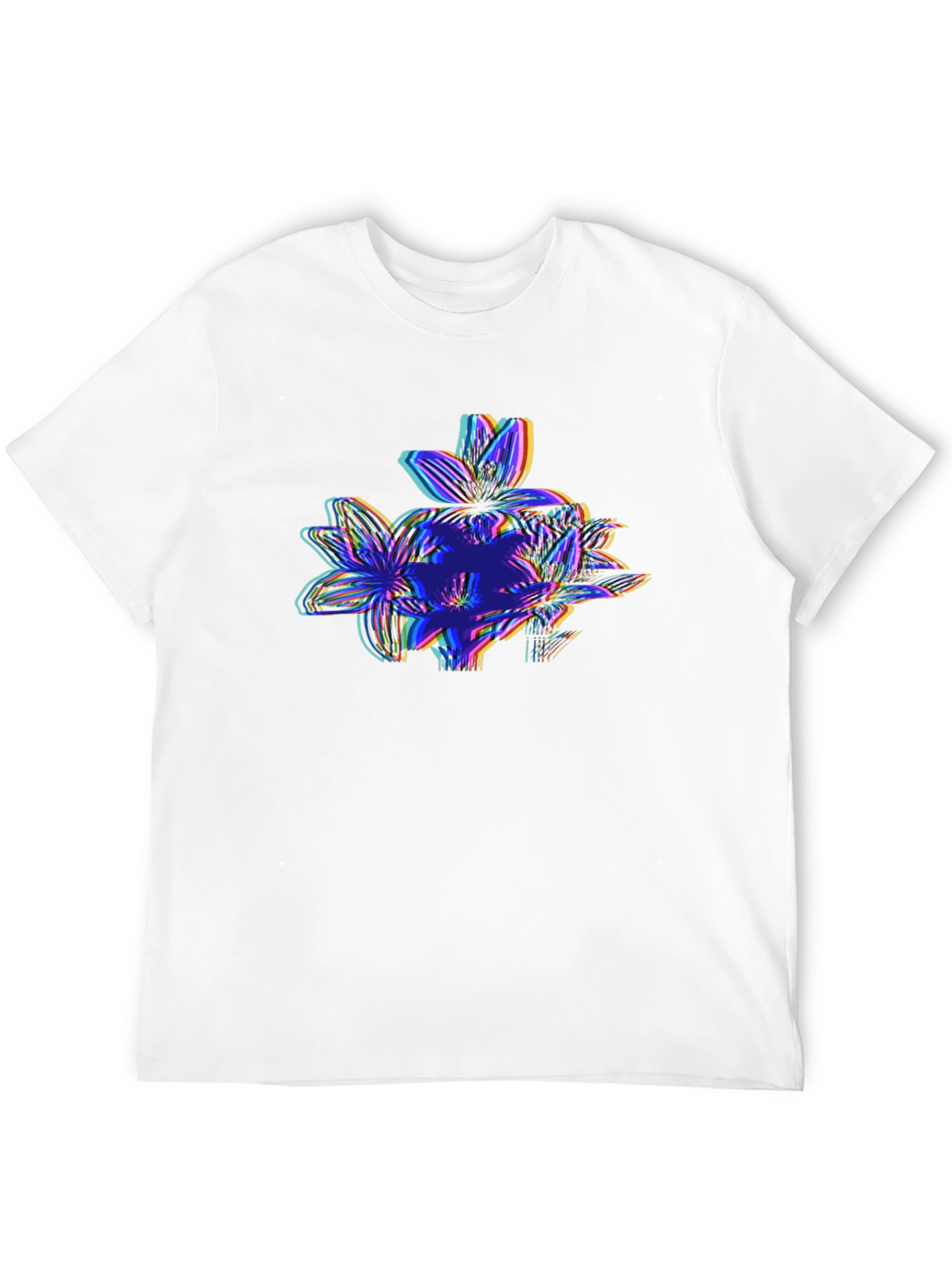 Black Vaporwave Floral Glitch Graphic Tee - Black view 12