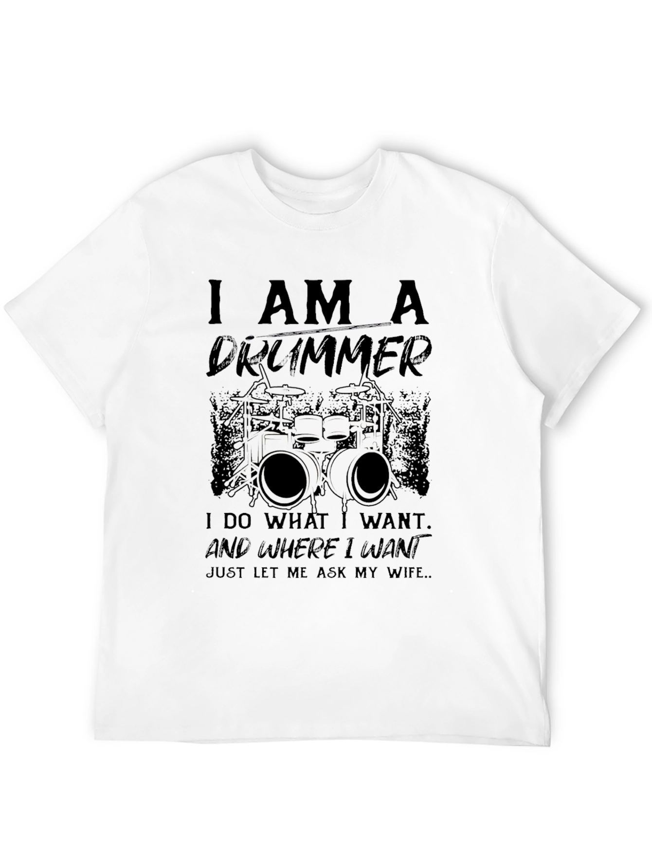 Black I AM A DRUMMER Graphic T-Shirt view 12