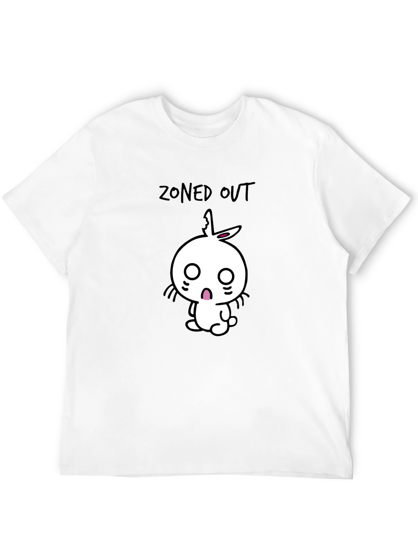 Black Zoned Out Rabbit Graphic Tee - Black Cotton T-Shirt view 12