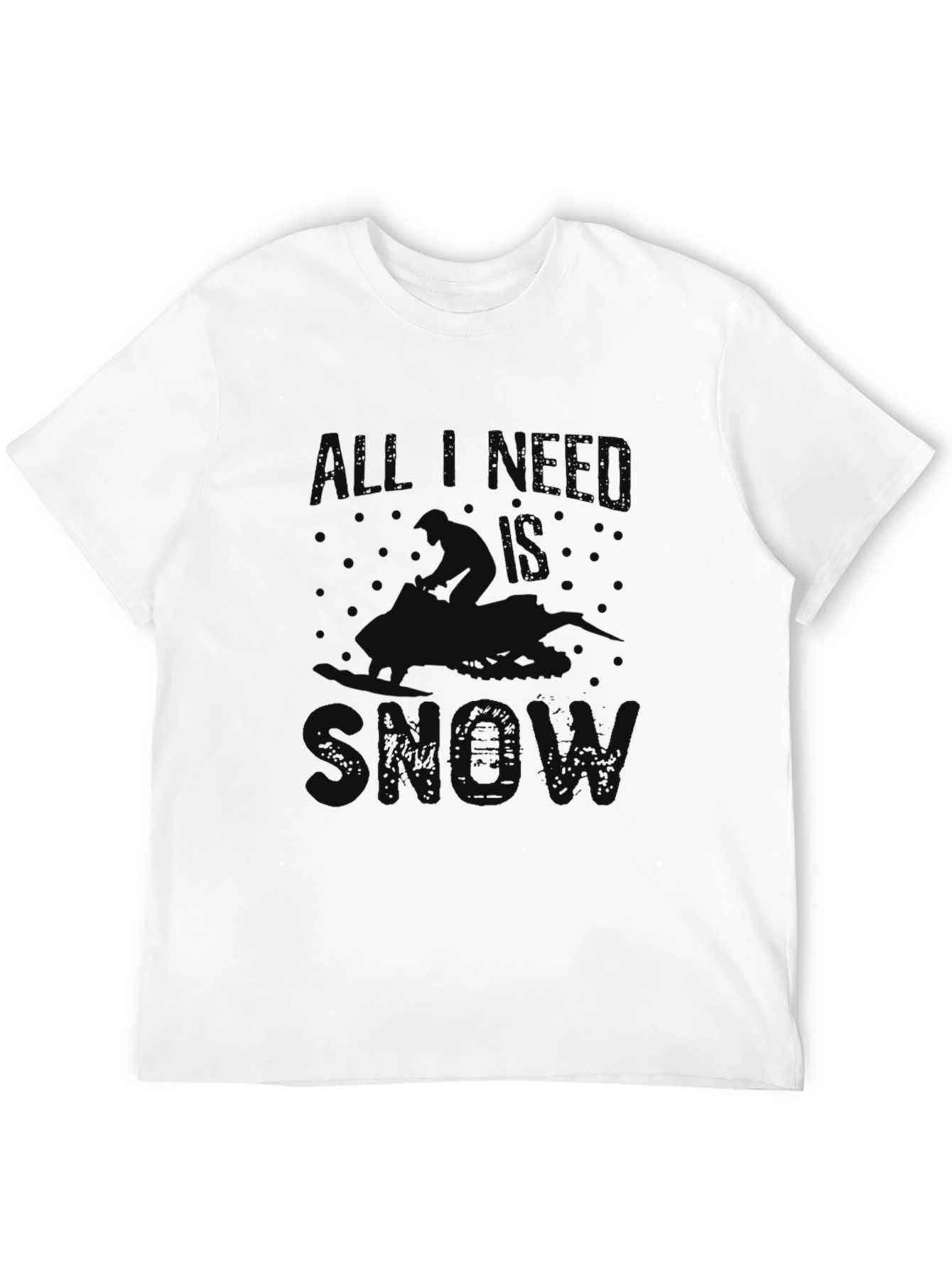 Black All I Need is Snow Black Graphic T-Shirt view 12
