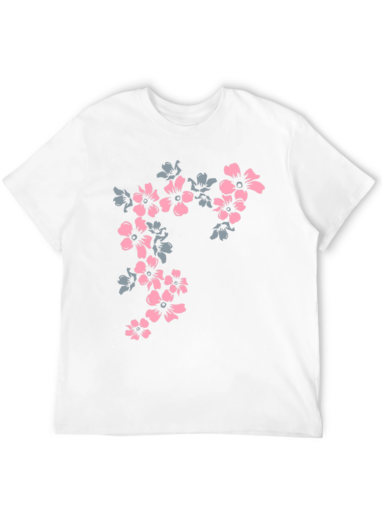 Black Floral Print Tee - Black Casual T-Shirt view 12