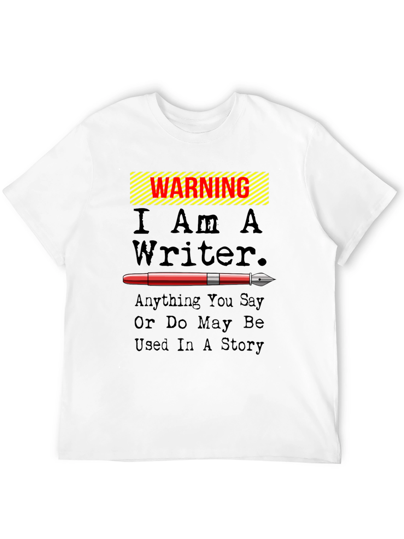 Black Warning I Am A Writer Novelty Graphic T-Shirt view 12