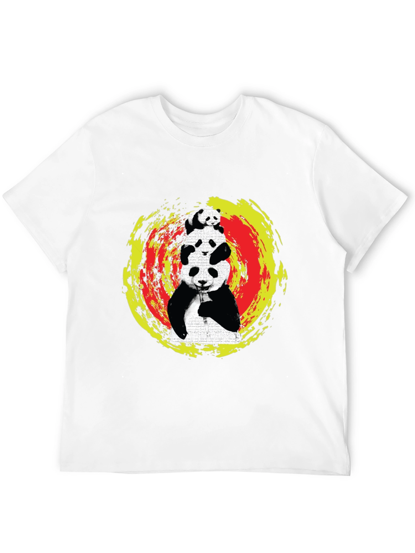 Black Stacked Panda Graphic Tee - Black Cotton Blend view 12