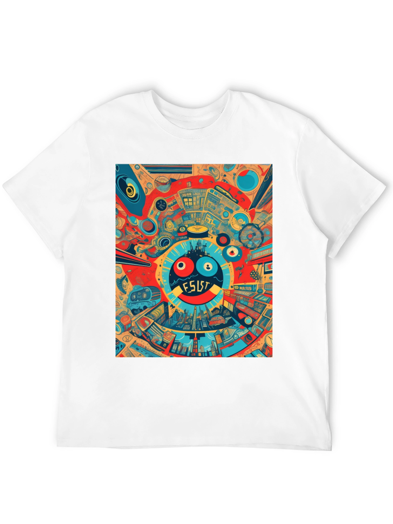 Black Abstract Graphic Print Crew Neck Tee view 12