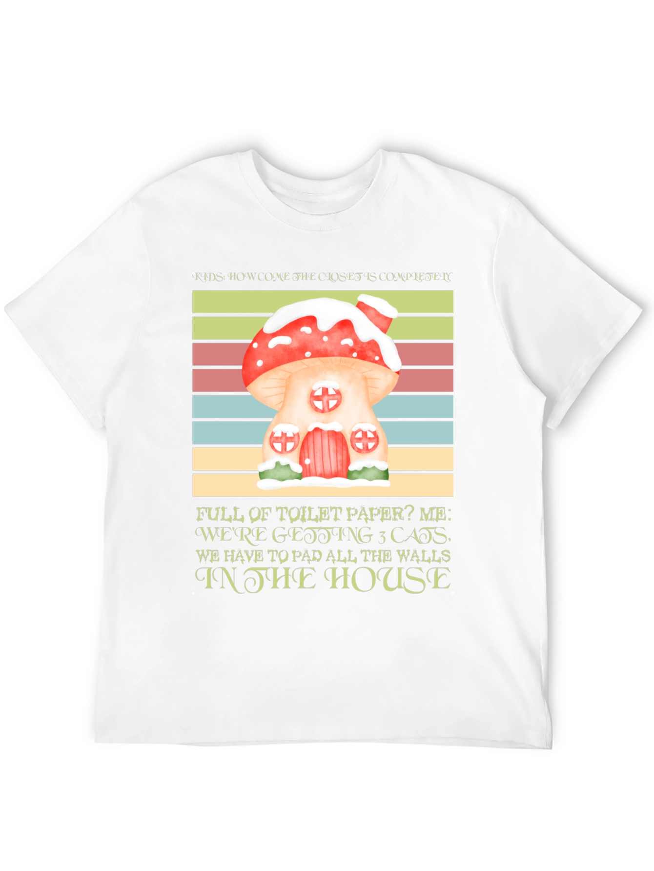 Black Mushroom House Cat Lover T-Shirt view 12