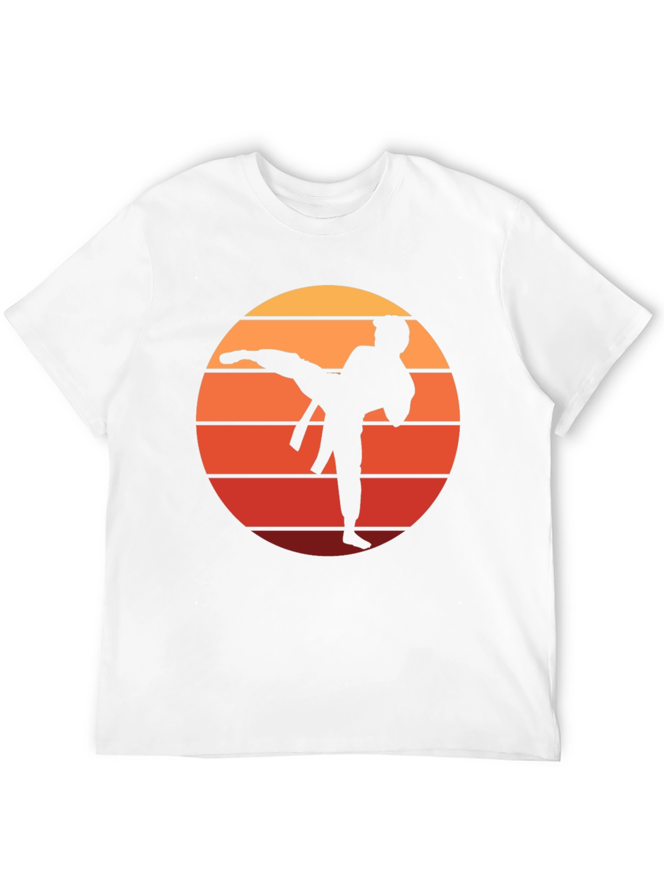 Black Karate Sunset Graphic Tee - Martial Arts Silhouette T-Shirt view 12