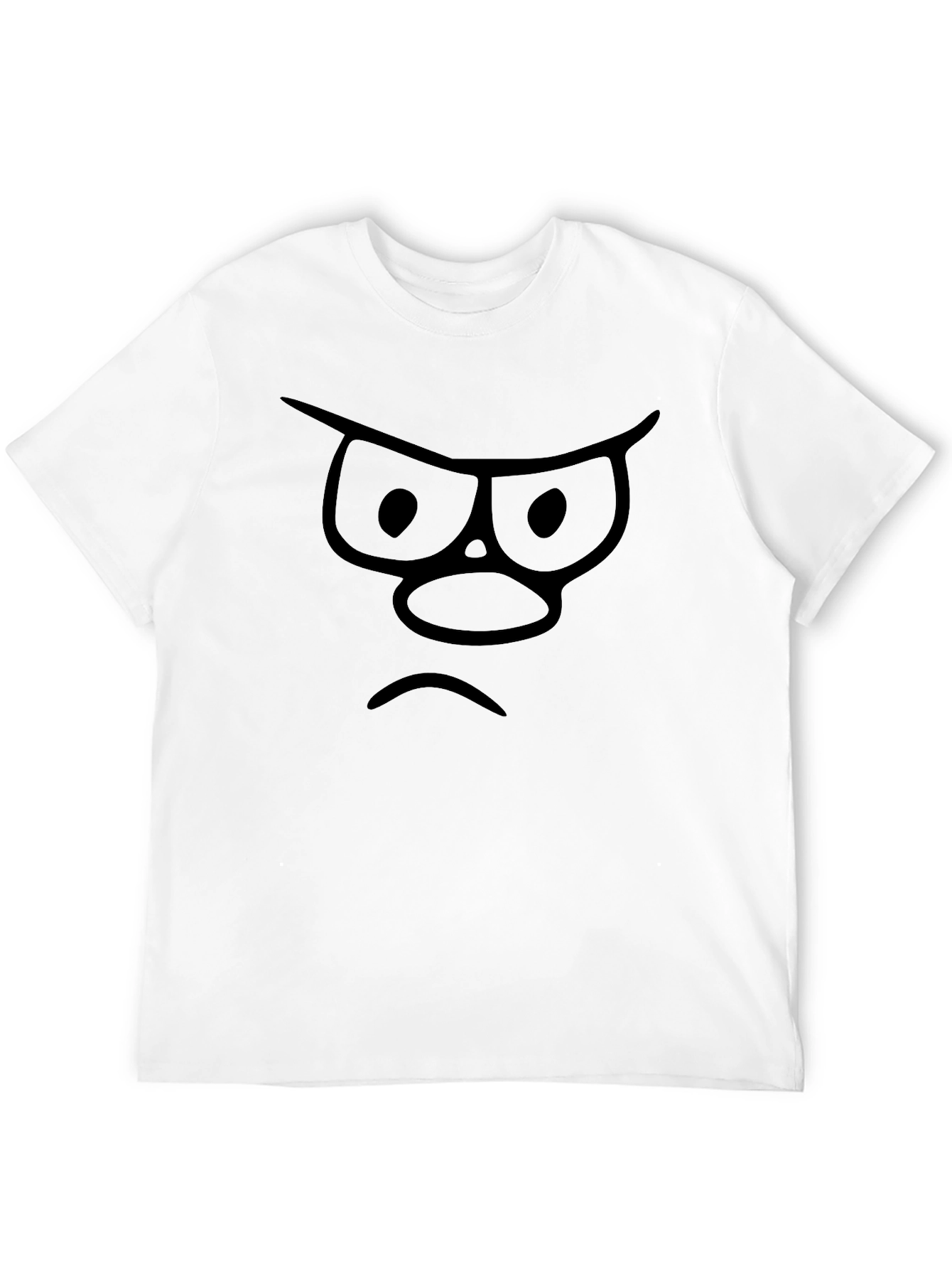 Black Grumpy Face Graphic T-Shirt - Black Cotton Tee view 12
