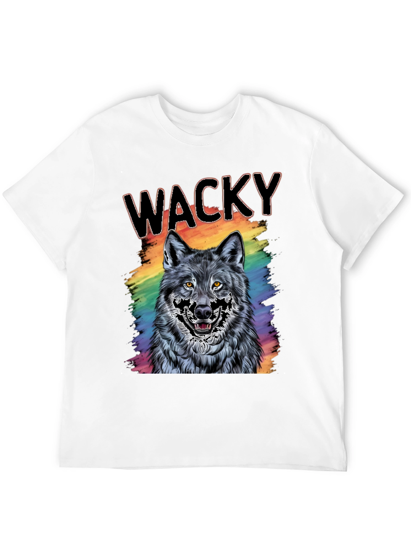 Black Wacky Wolf Graphic Tee - Colorful Animal T-Shirt view 12