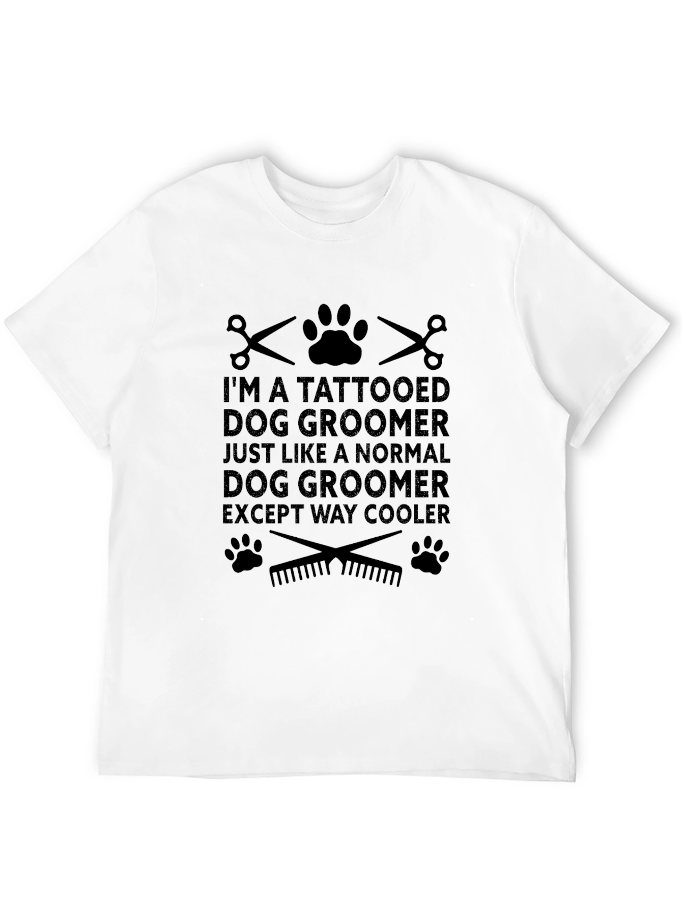Black Tattooed Dog Groomer Black Graphic T-Shirt view 12