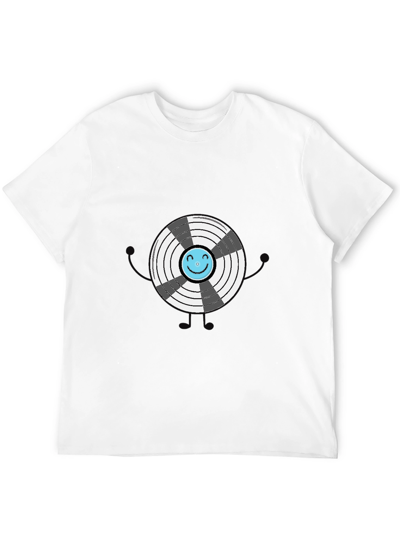 Black Funny Graphic Vinyl Record T-Shirt view 12