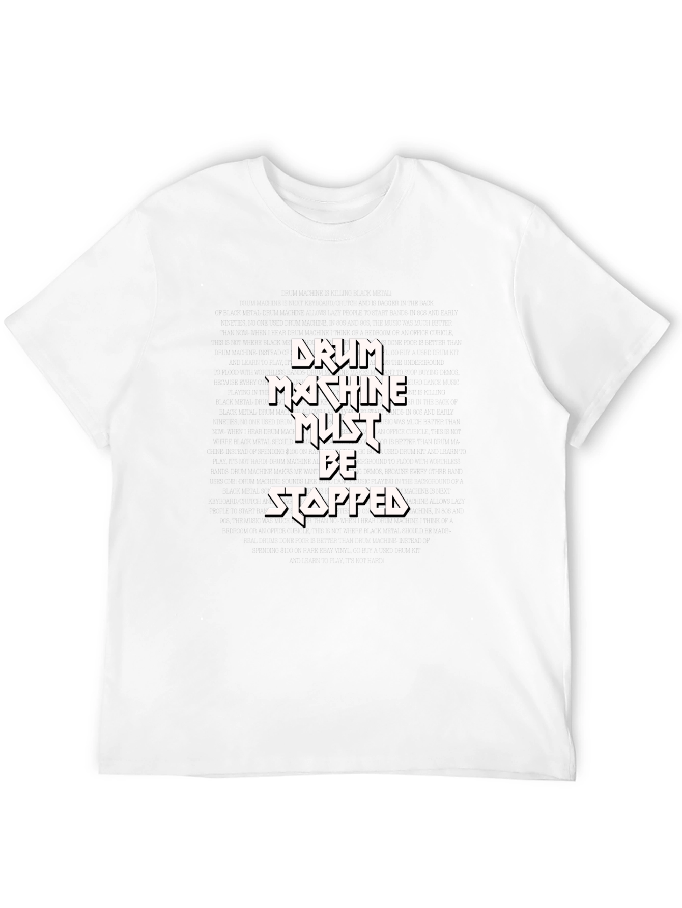 Black Drum Machine Must Be Stopped Graphic Tee view 12