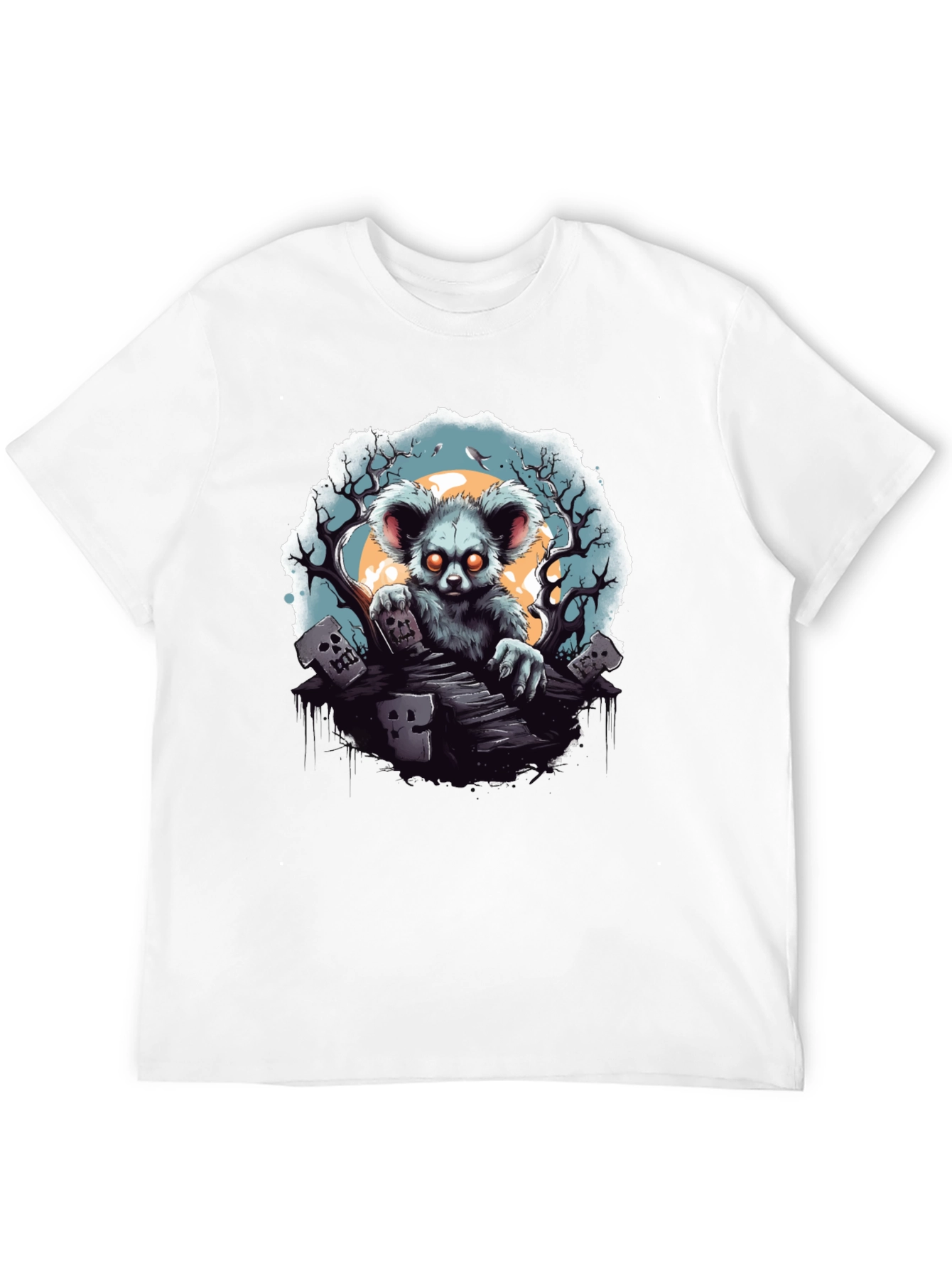 Black Zombie Koala T-Shirt - Spooky Graveyard Design view 12