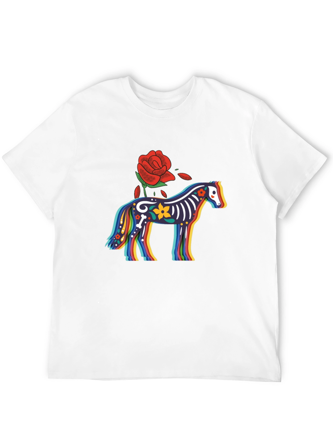Black Colorful Calavera Horse Graphic Tee view 12