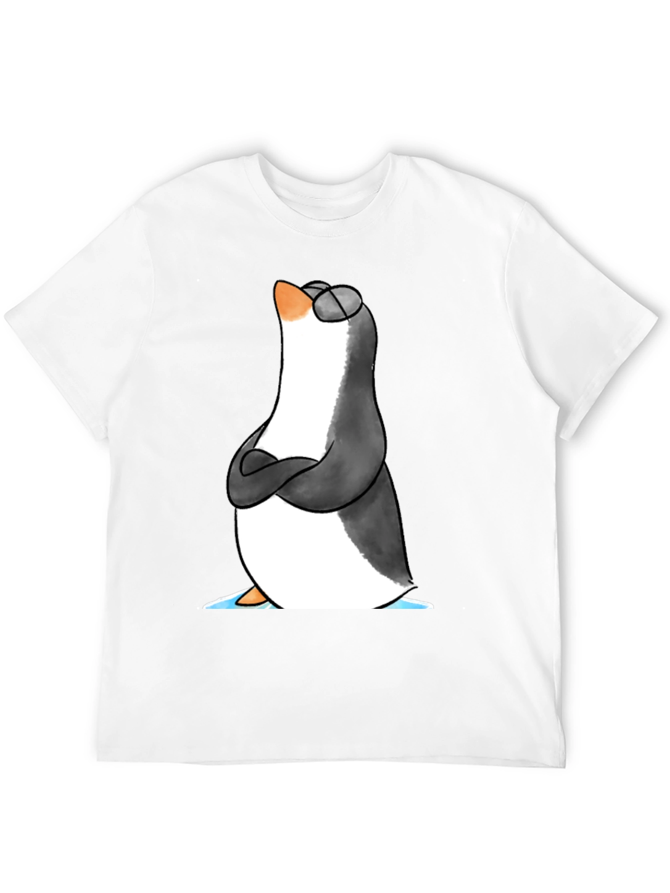 Black Cool Penguin Graphic Tee - Black Cotton T-Shirt view 12