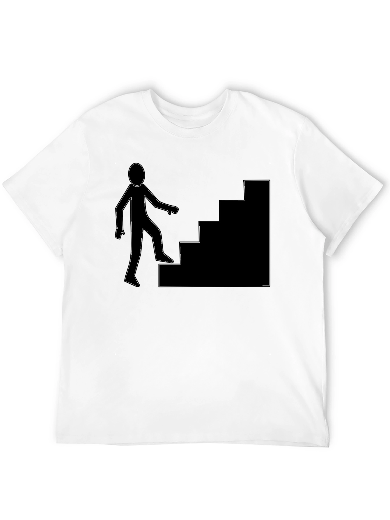 Black Men's Black T-Shirt with Stairs Graphic view 12