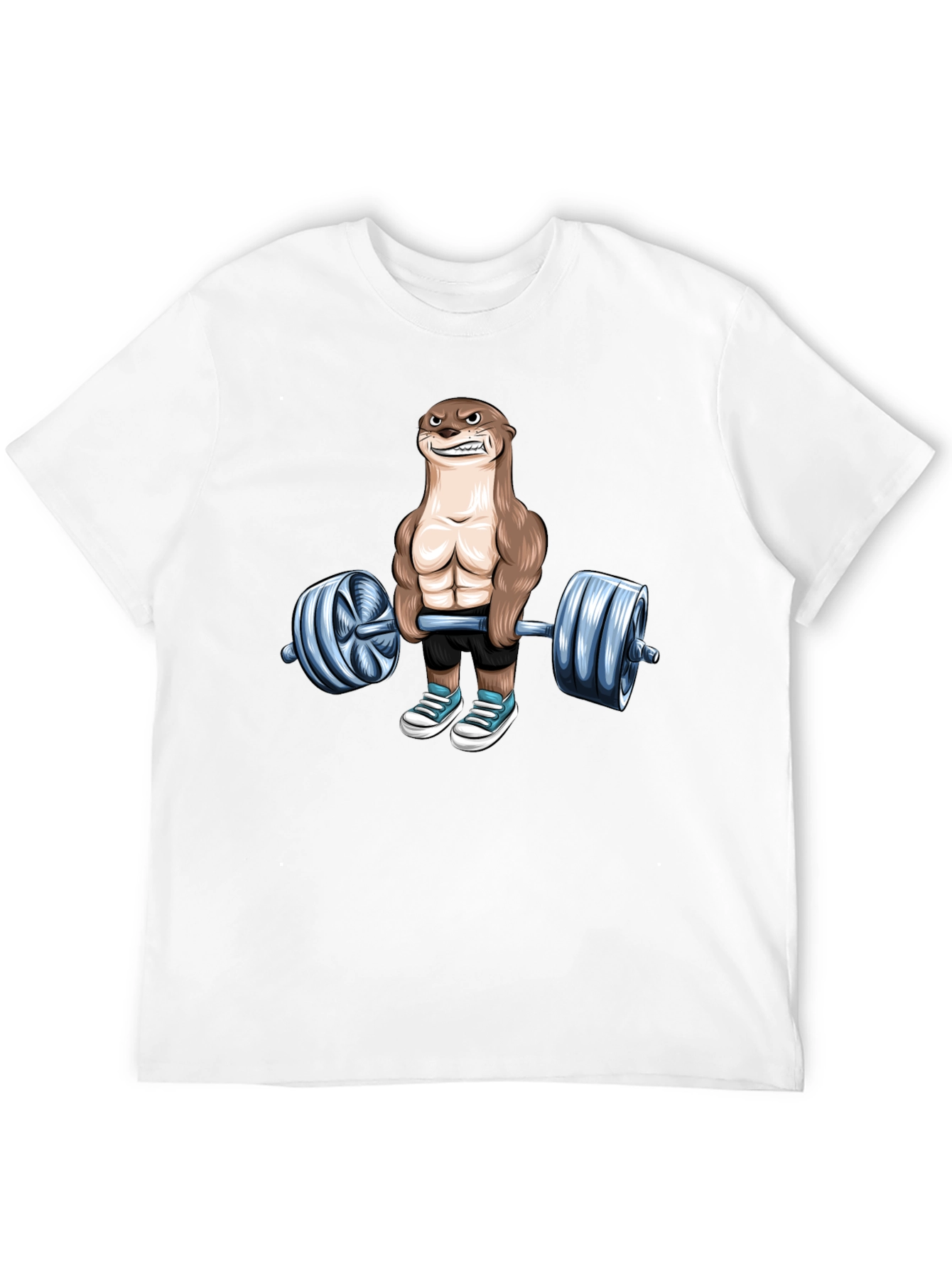Black Funny Otter Lifting Weights T-Shirt Gym Lover view 12