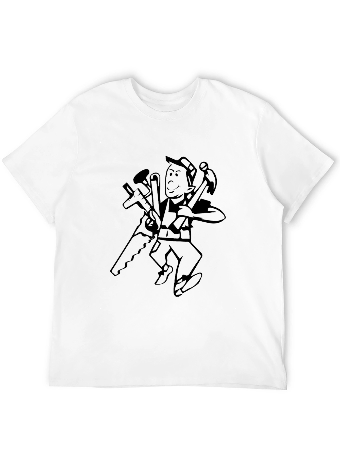 Black Cartoon Carpenter Graphic Tee - Black view 12