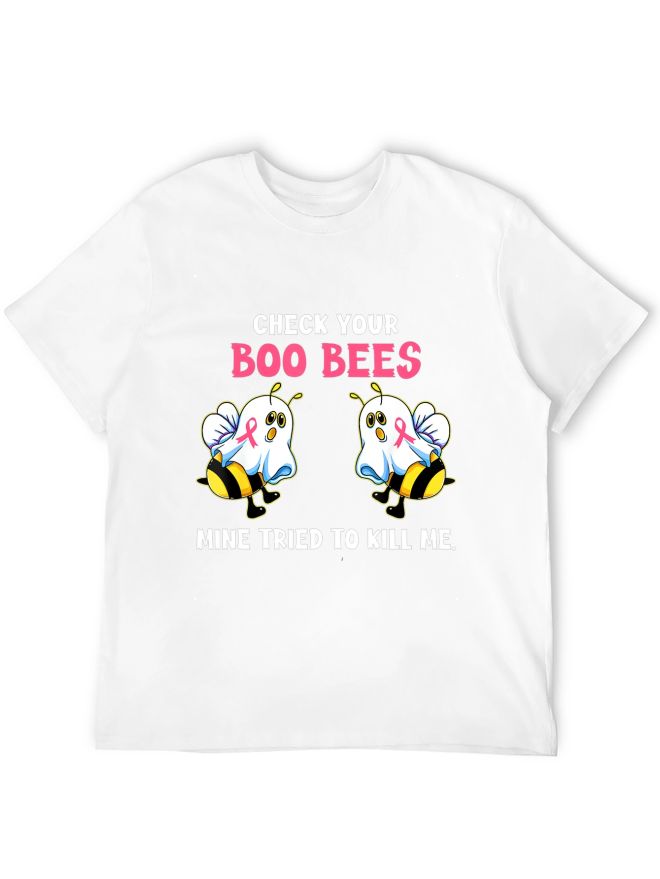 Black Boo Bees T-Shirt Breast Cancer Awareness Halloween Tee view 12