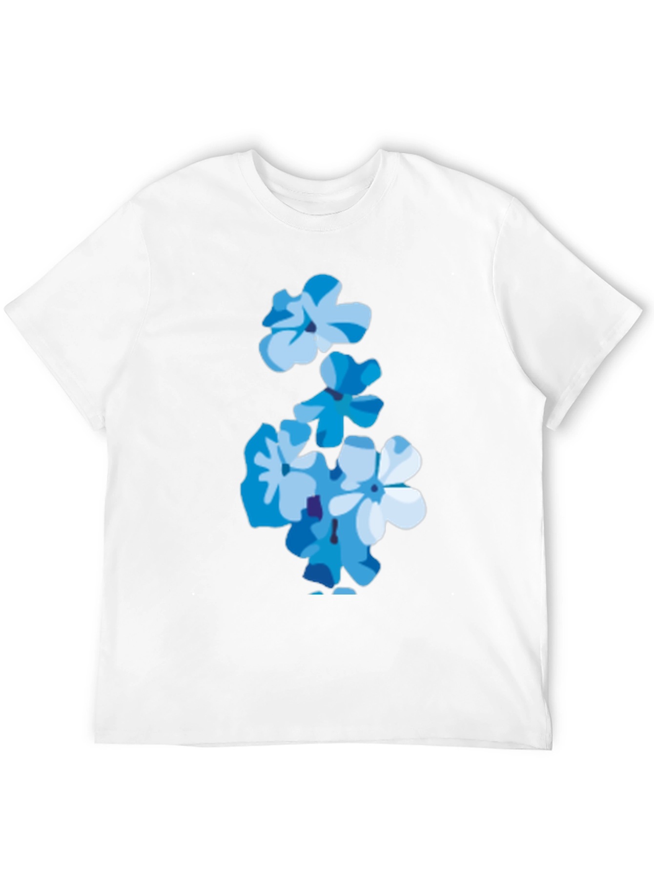 Black Floral Print Tee - Trendy Blue Flower T-Shirt view 12