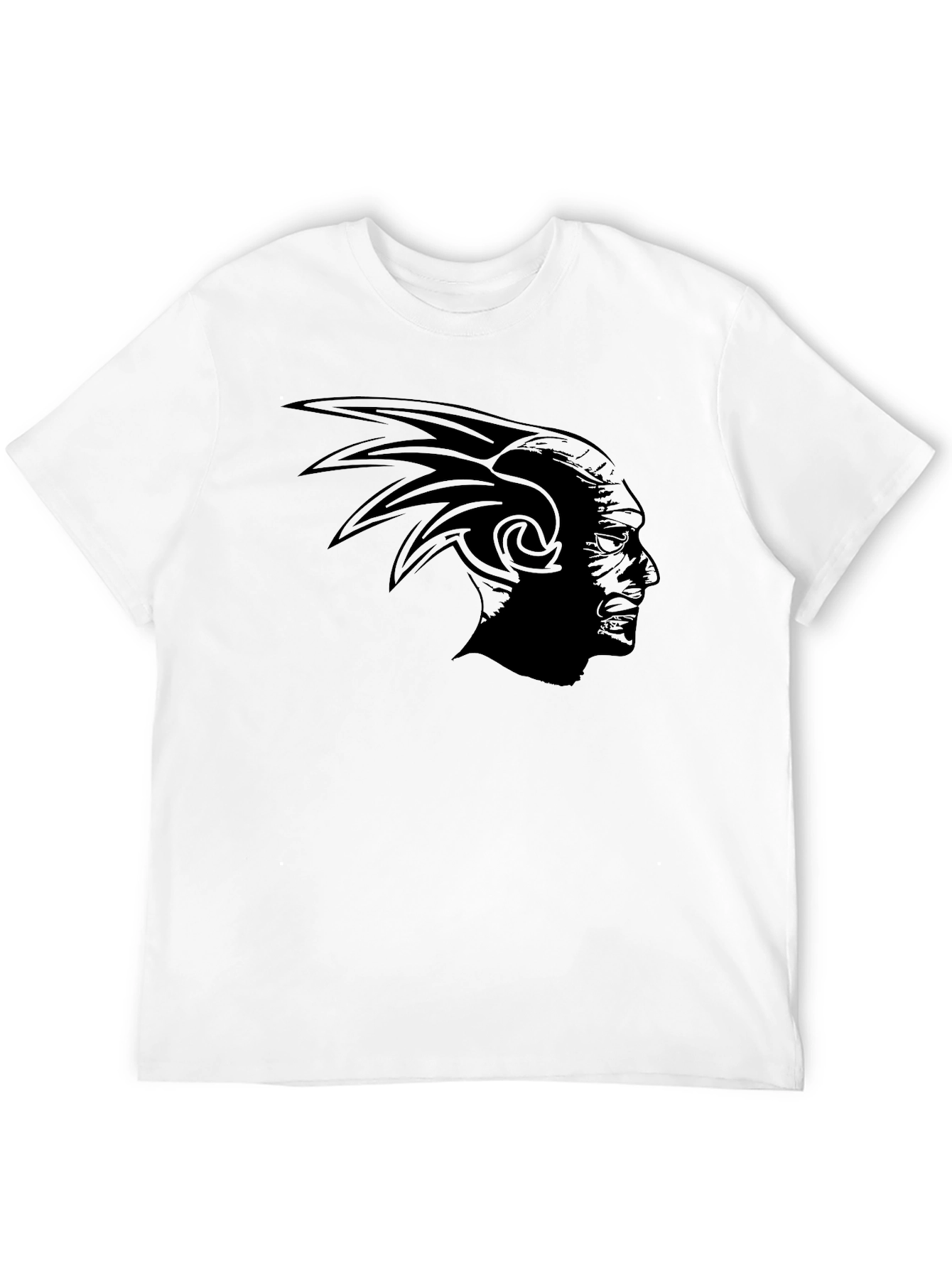 Black Tribal Profile Graphic Tee - Black Cotton Blend T-Shirt view 12