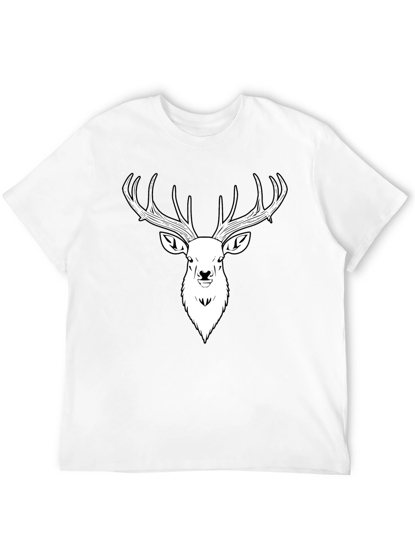 Black Men's Black T-Shirt with Stag Head Print view 12
