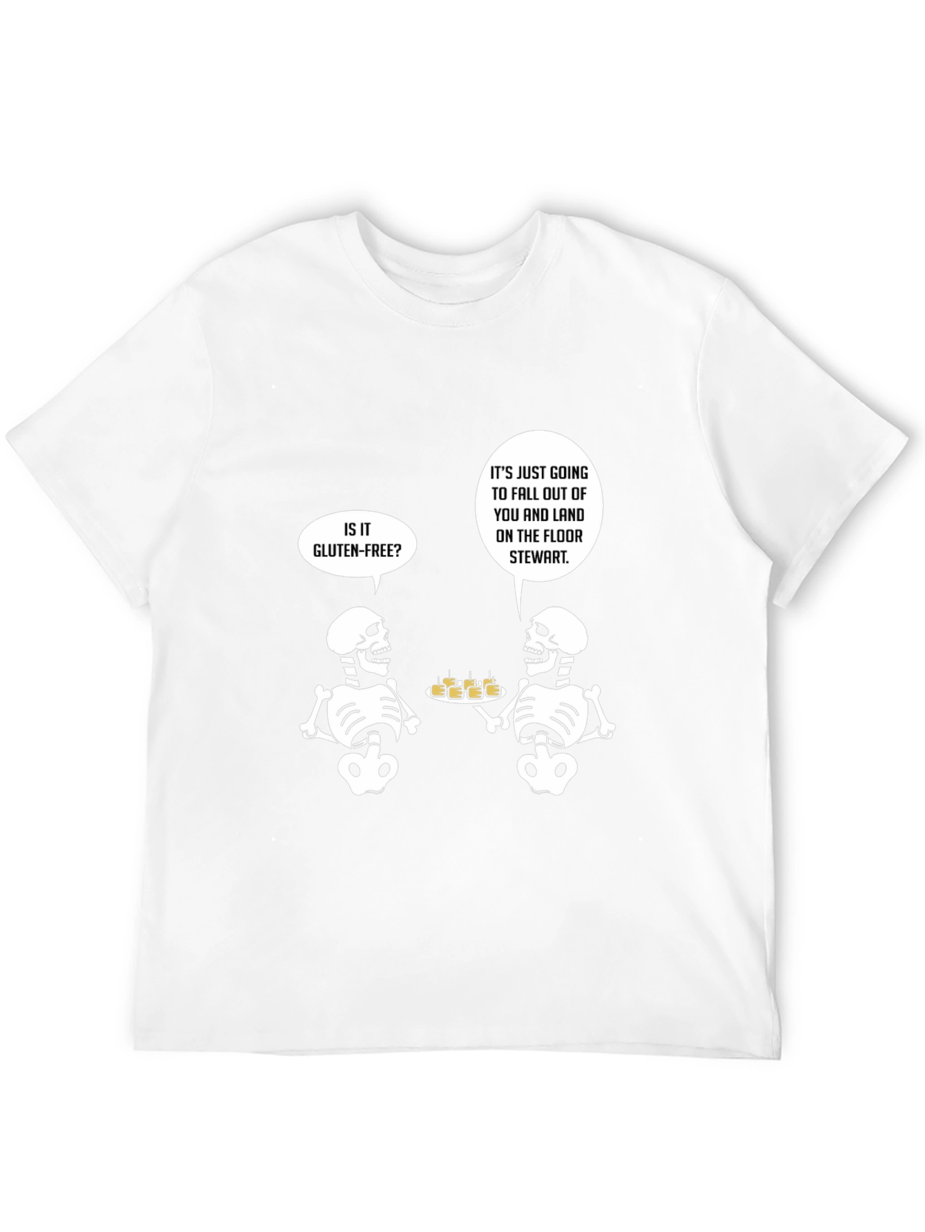 Black Gluten-Free Skeleton Humor T-Shirt view 12