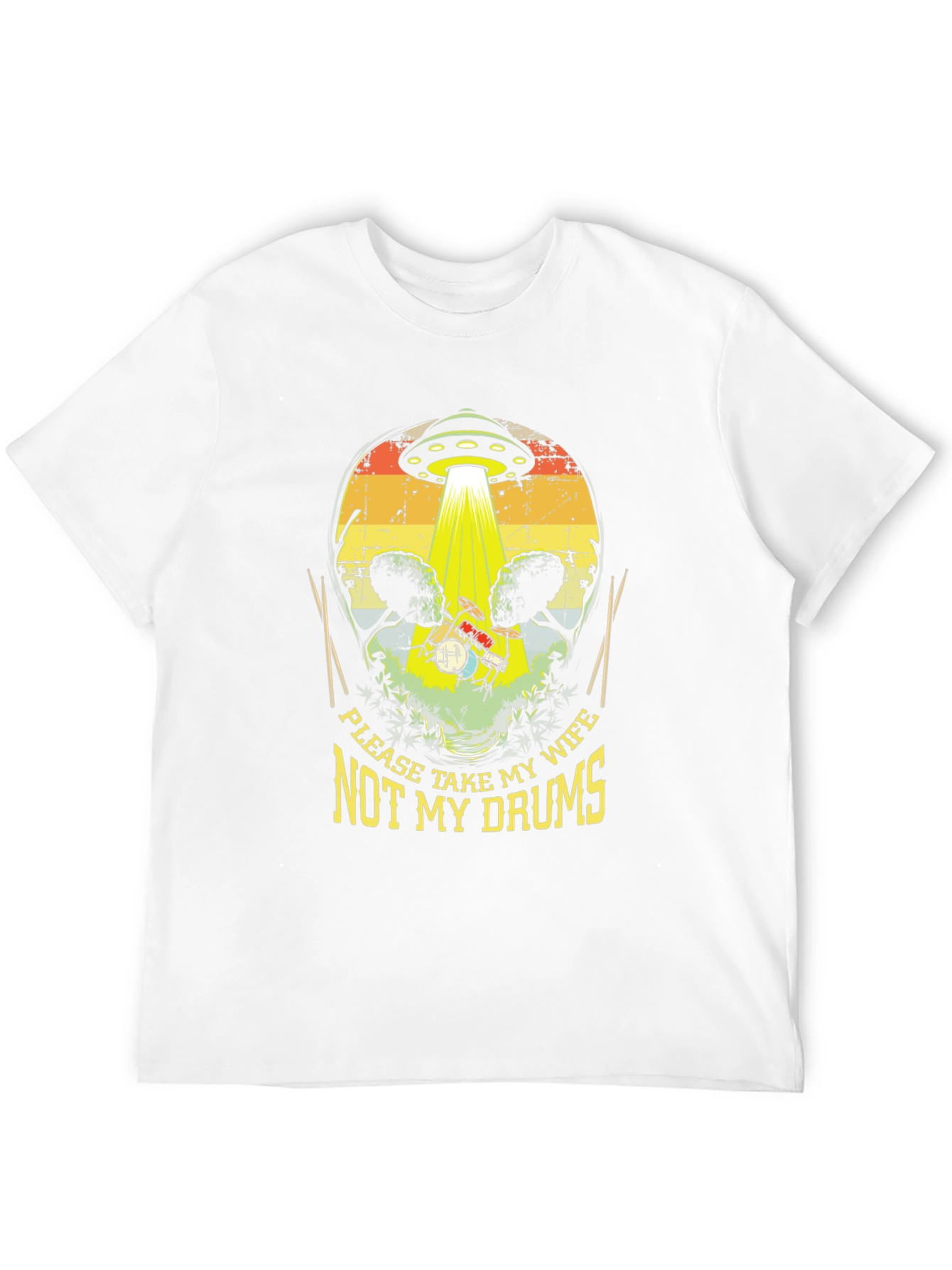 Black Funny UFO Abduction Drummer T-Shirt view 12