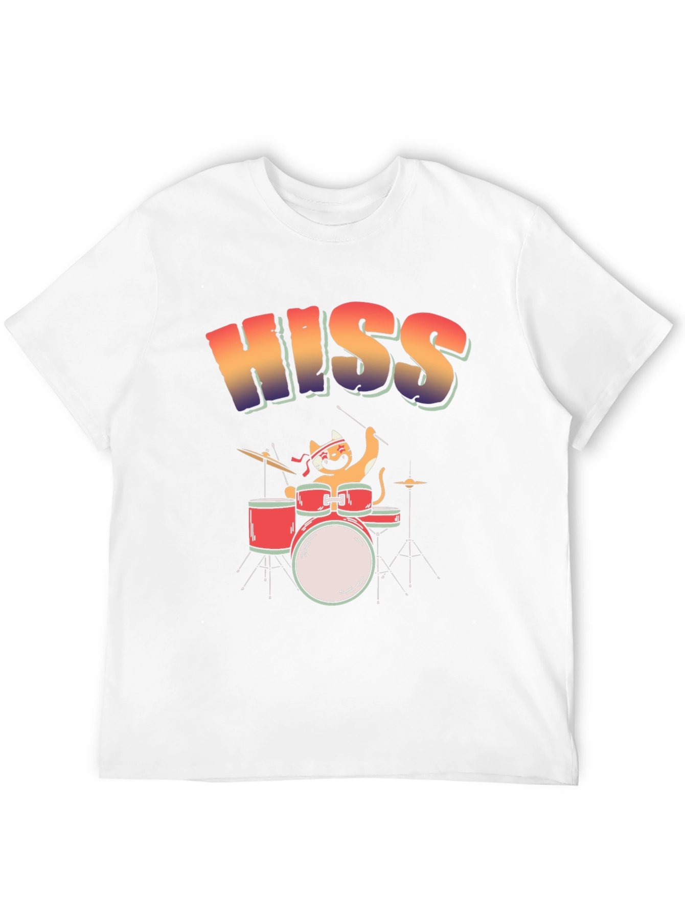 Black HISS Cat Drummer T-Shirt - Rock On! view 12