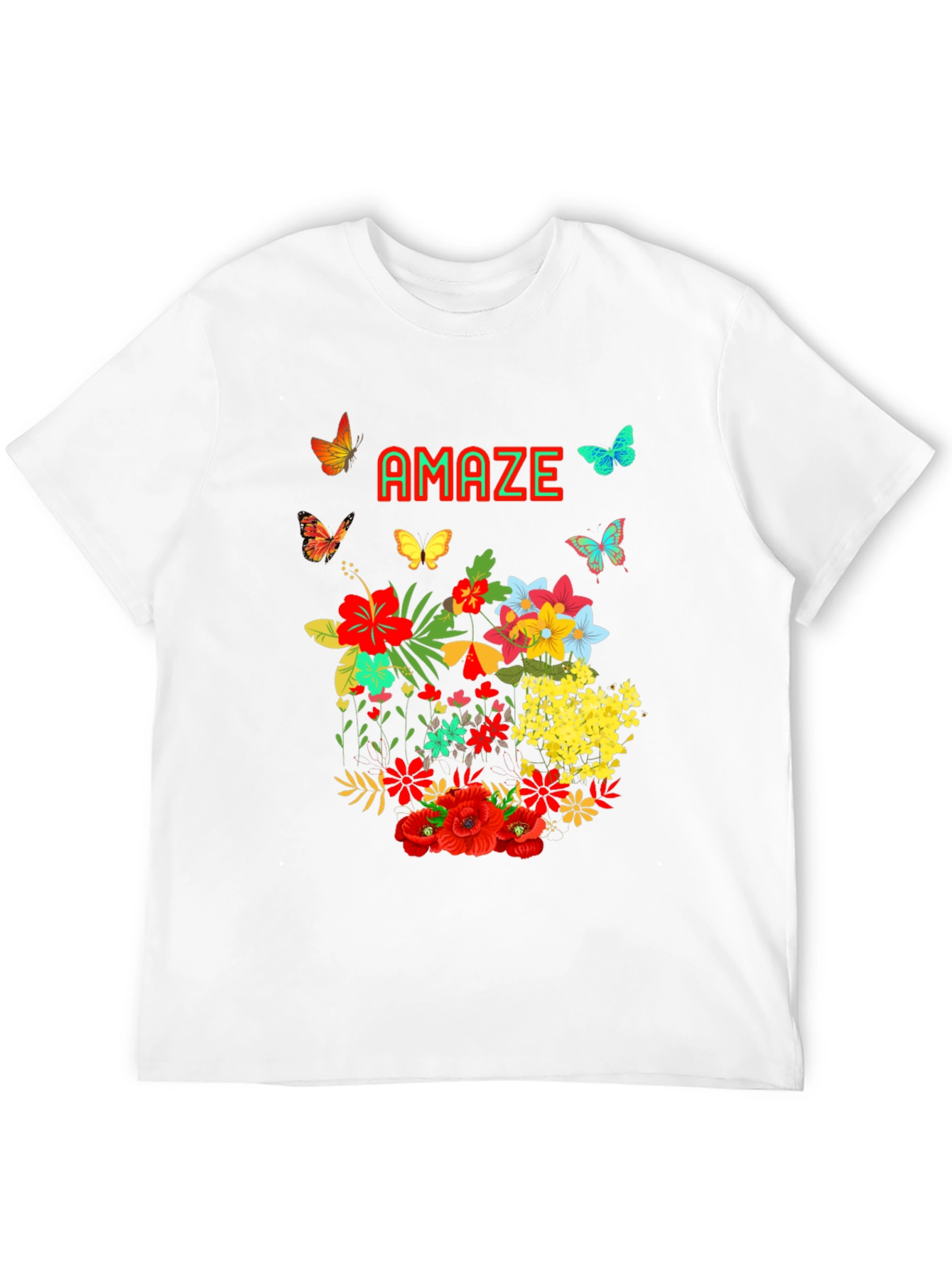Black Amaze Floral Butterfly Graphic Tee - Men's Black T-Shirt view 12