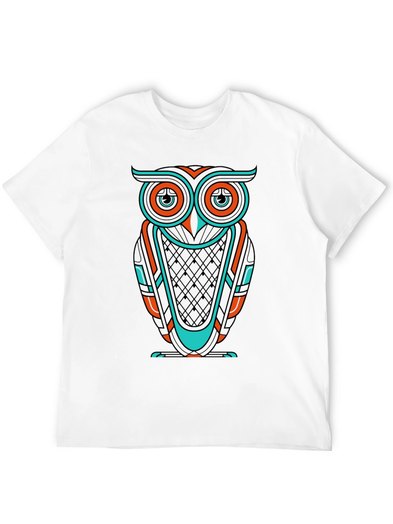 Black Cool Owl Graphic Print Men's Black T-Shirt view 12