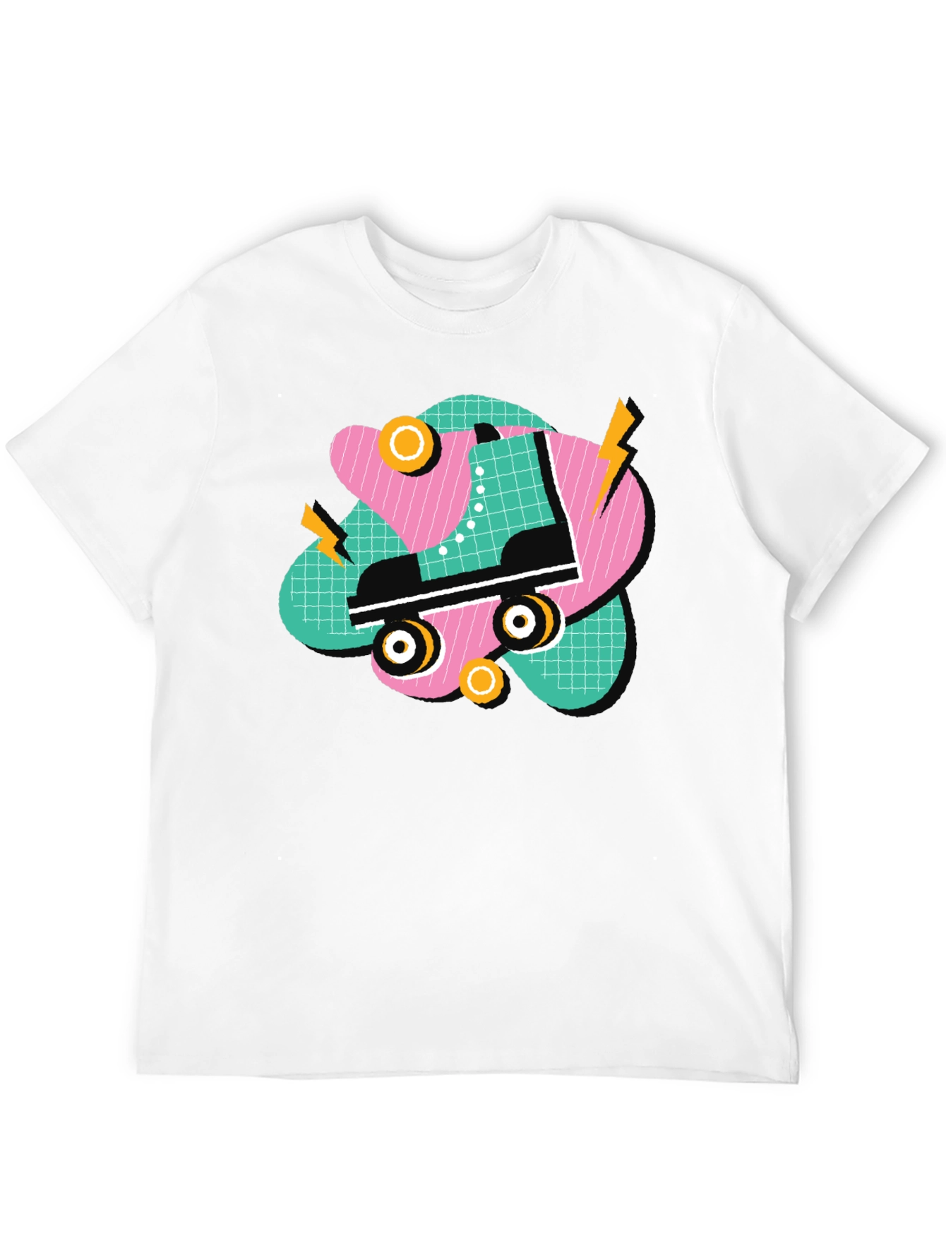 Black Retro Roller Skate Graphic Tee - 80s Style T-Shirt view 12