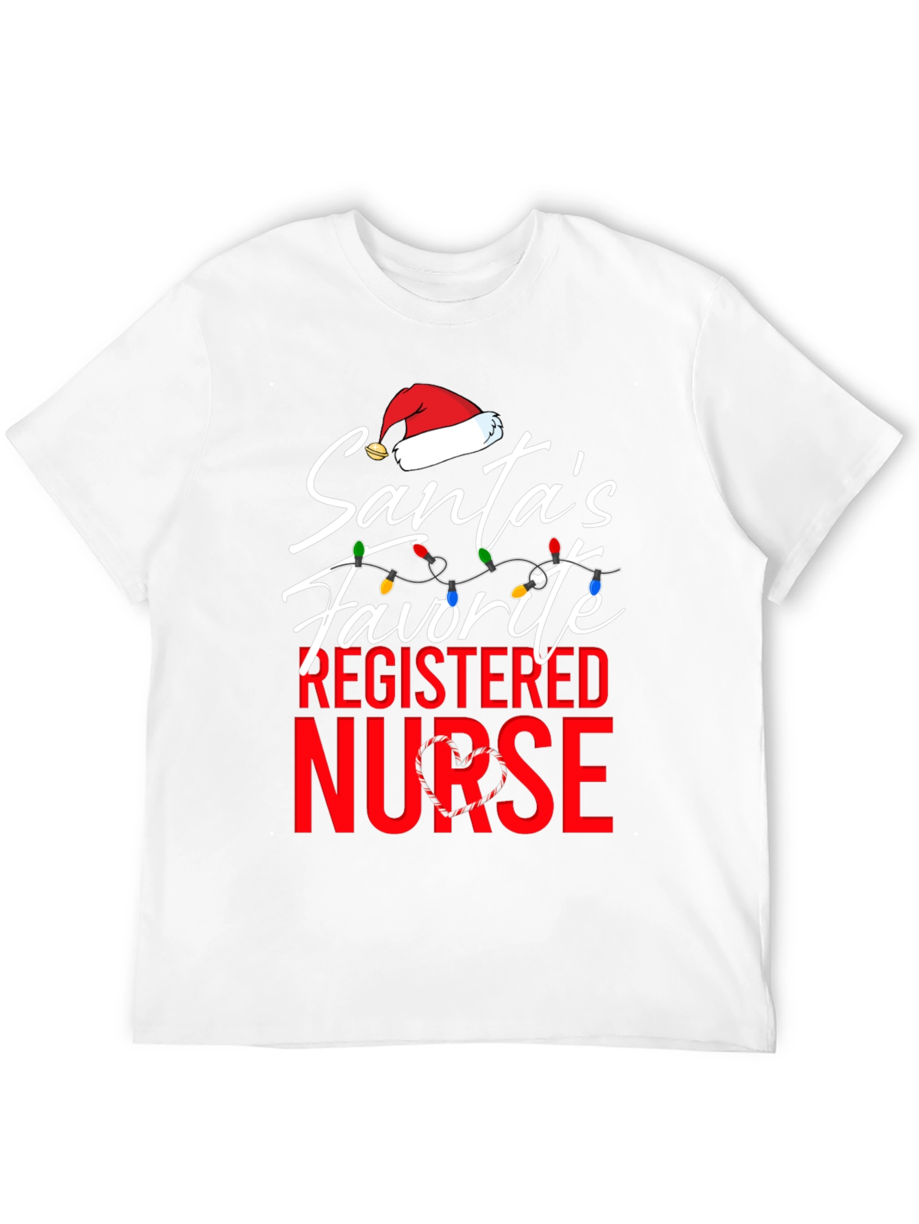 Black Santa's Favorite Nurse T-Shirt Christmas Holiday Registered Nurse view 12