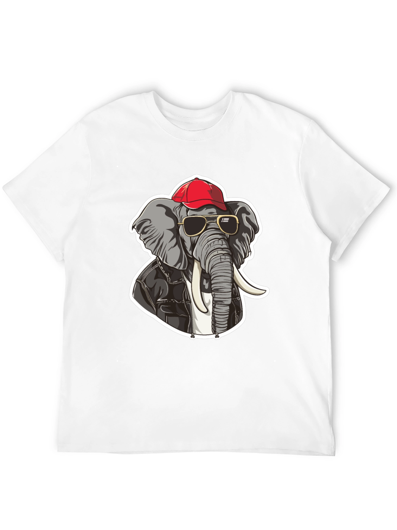Black Cool Elephant Tee: Biker Style Cartoon Graphic T-Shirt view 12