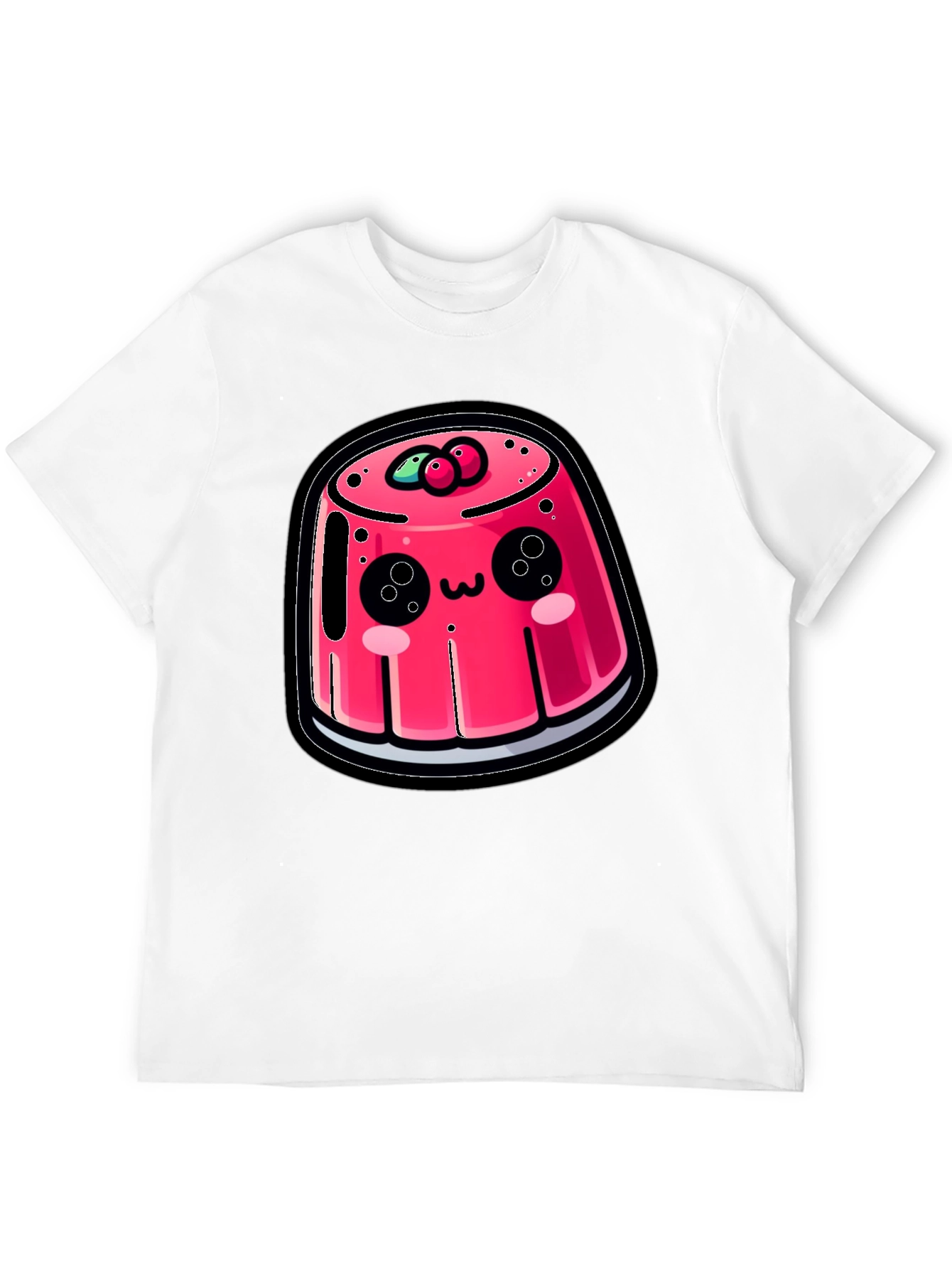 Black Cute Cartoon Pudding Black T-Shirt view 12