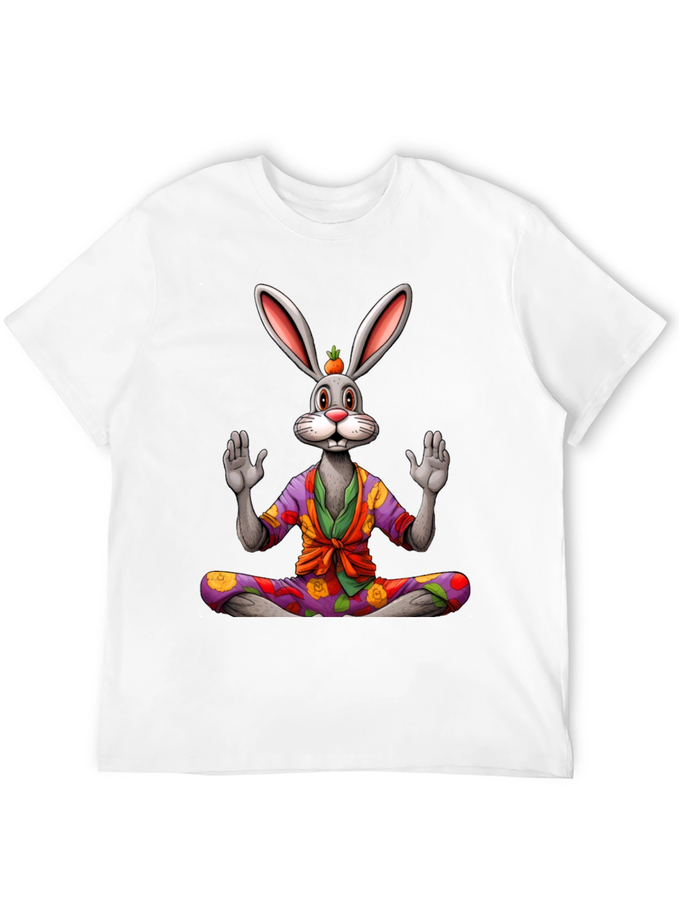Black Zen Rabbit Graphic Tee - Meditating Hare Shirt view 12