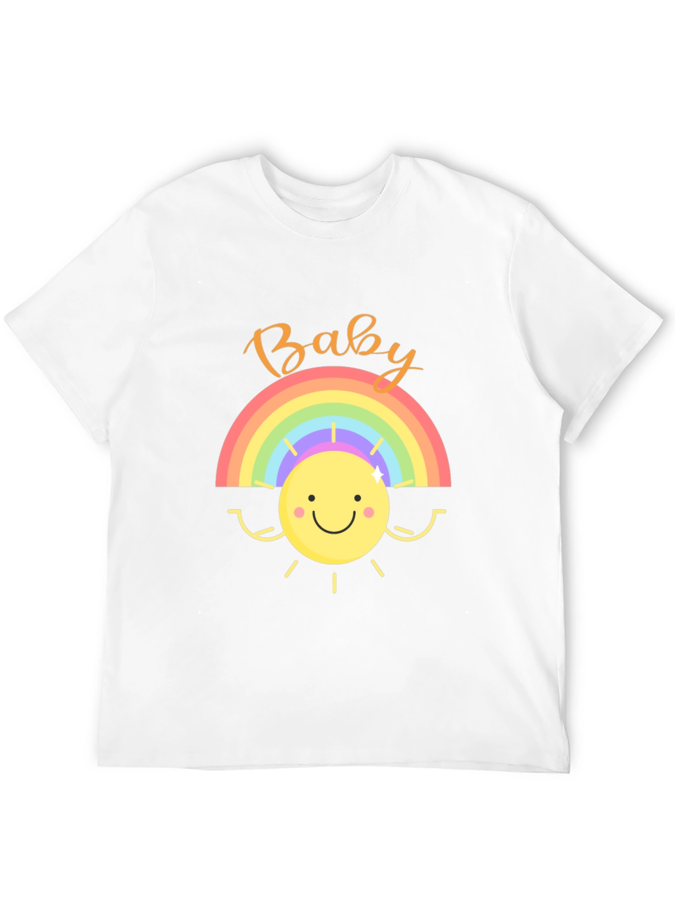 Baby Rainbow Sun Graphic Tee - Black Cotton Shirt - 12