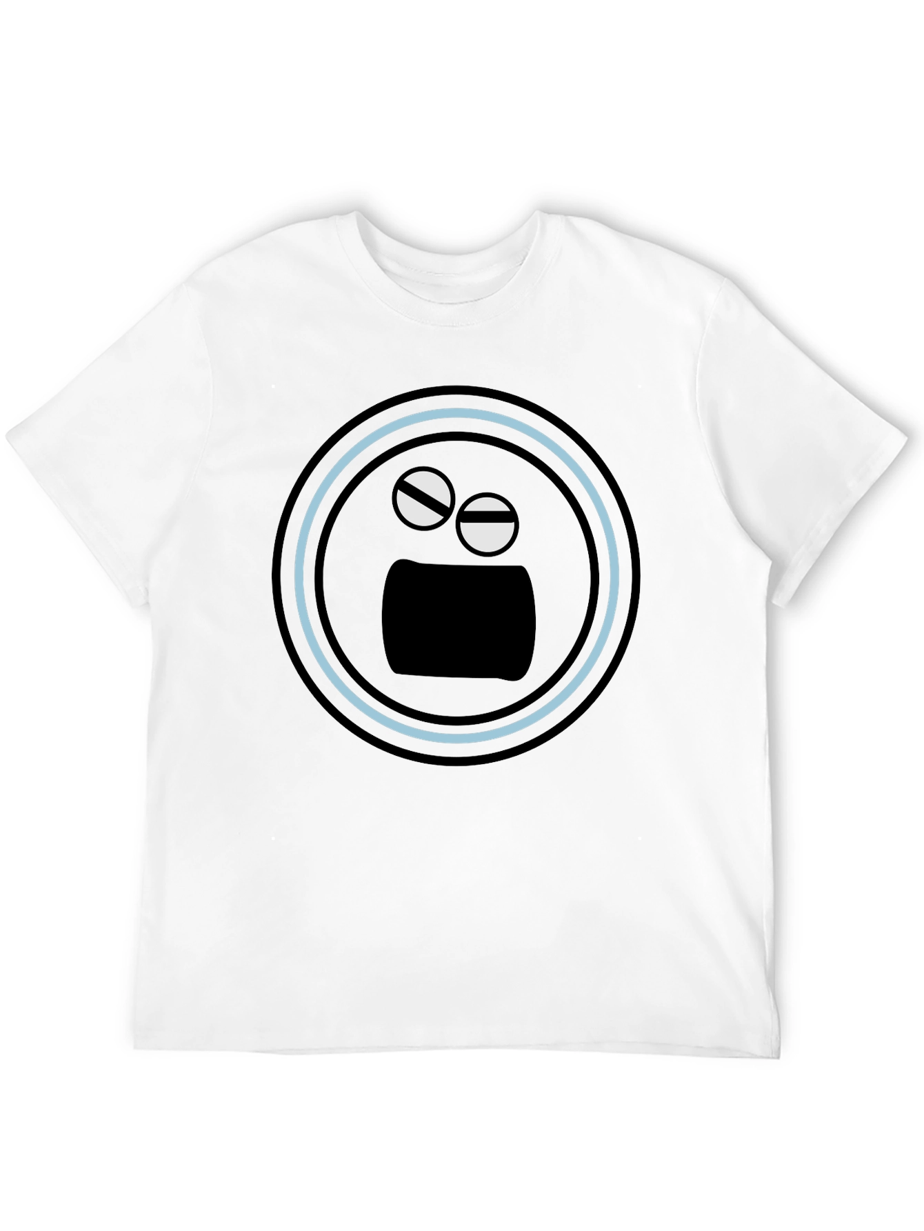Black Black T-Shirt with Funny Round Face Graphic view 12