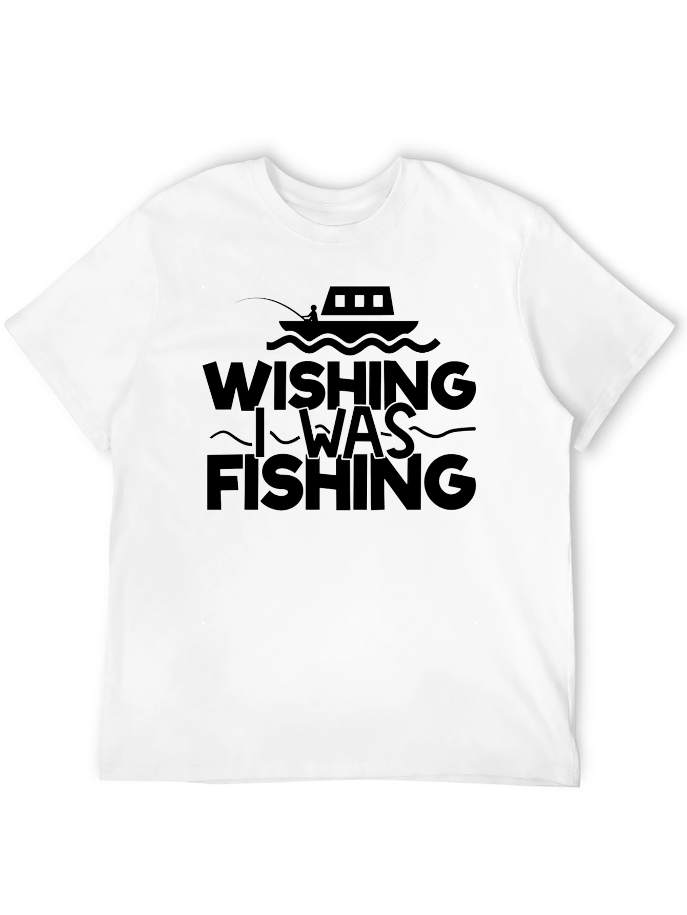 Black Wishing I Was Fishing Black Tee Shirt view 12
