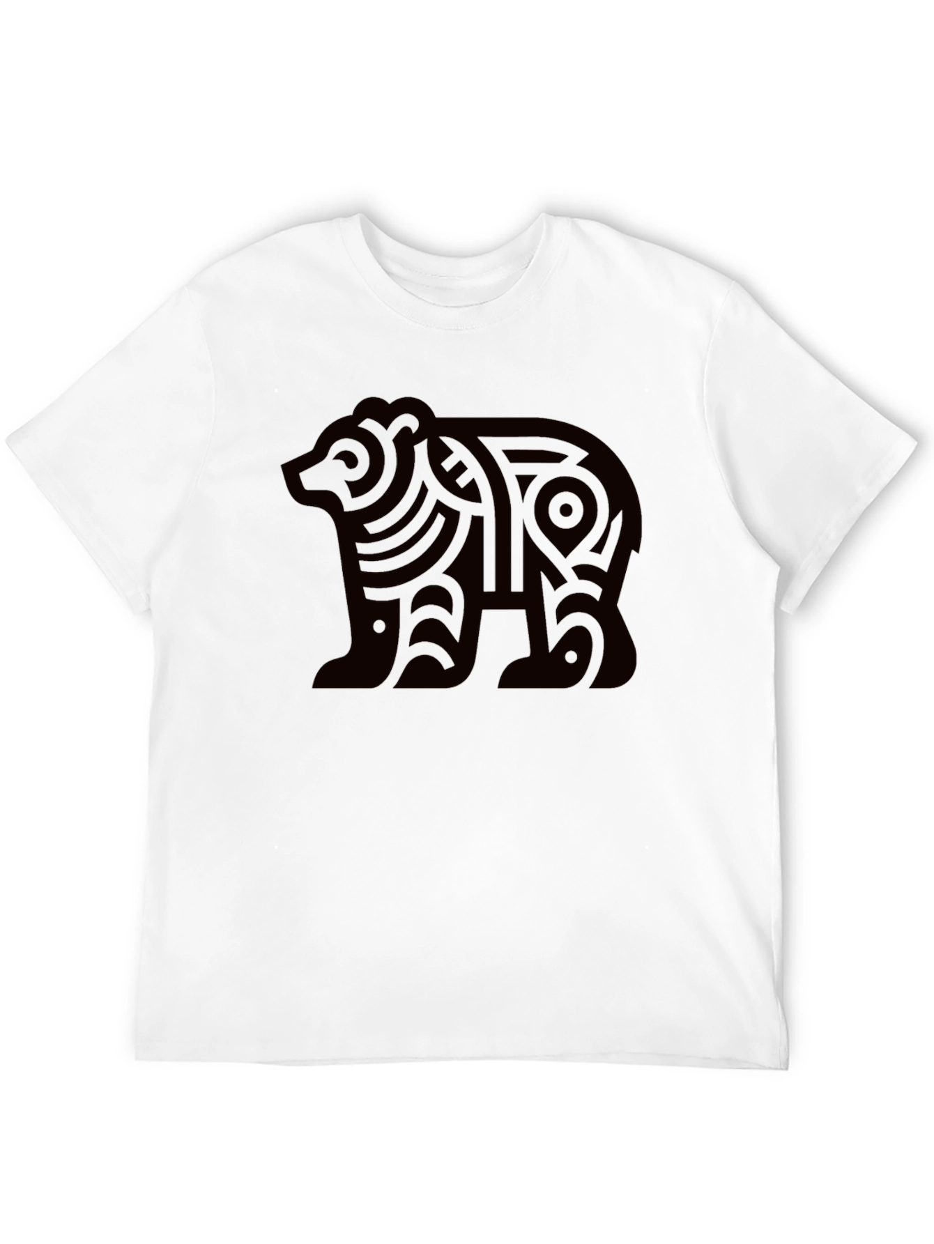Black Tribal Bear Graphic Tee - Modern Black T-Shirt view 12