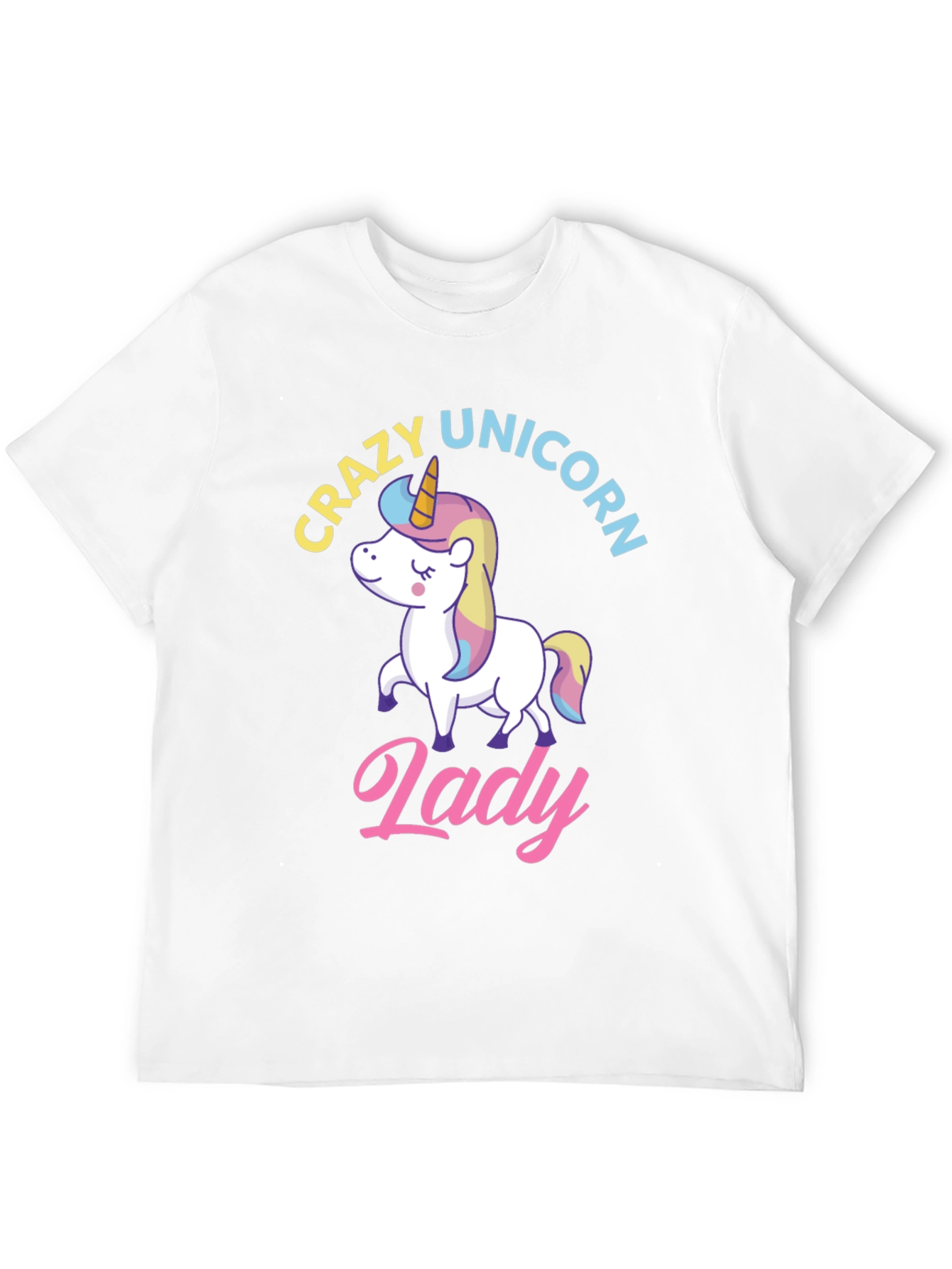 Black Crazy Unicorn Lady T-Shirt - Fun Graphic Tee view 12