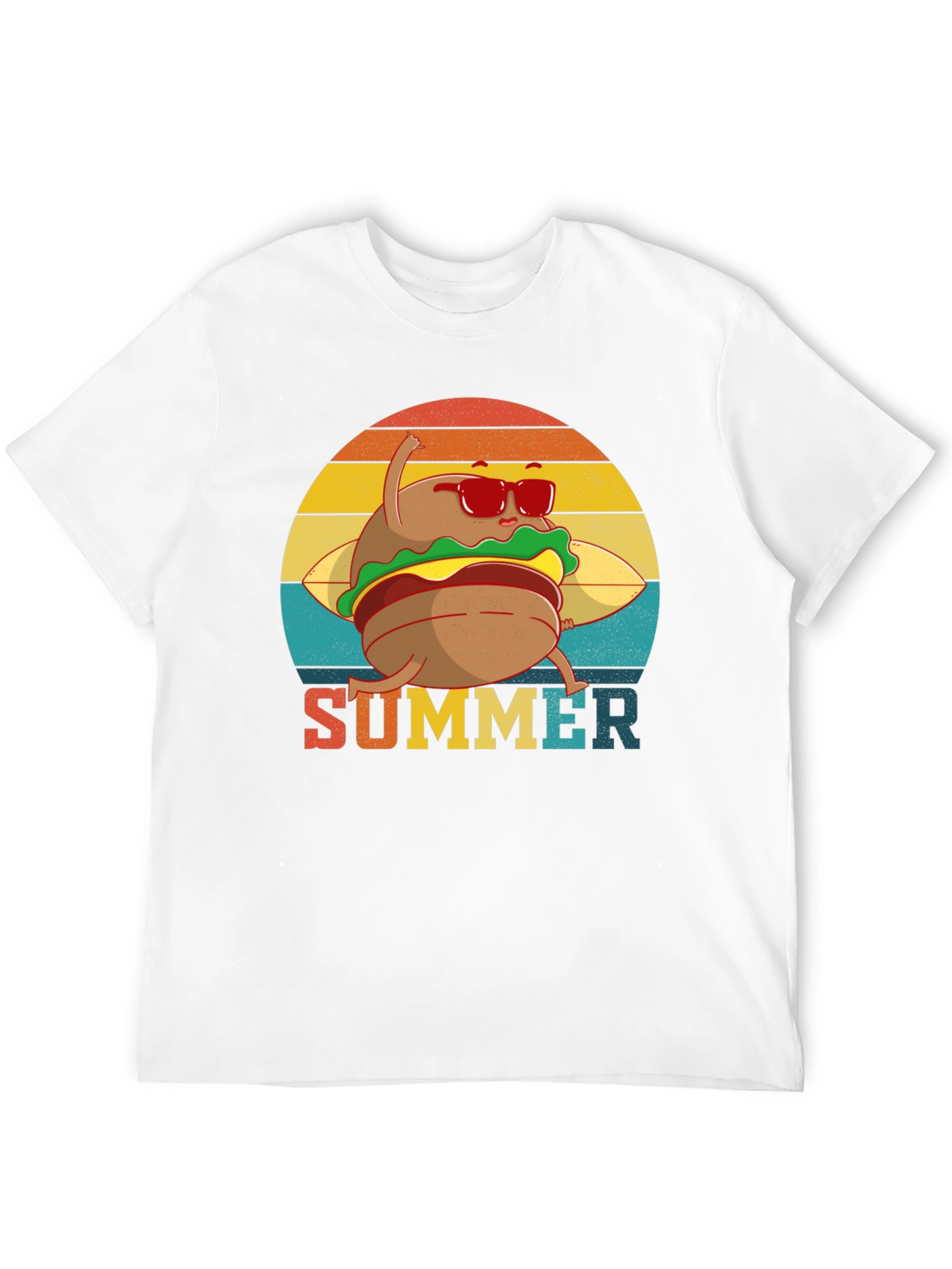 Black Summer Burger Graphic Tee - Black Cotton T-Shirt view 12