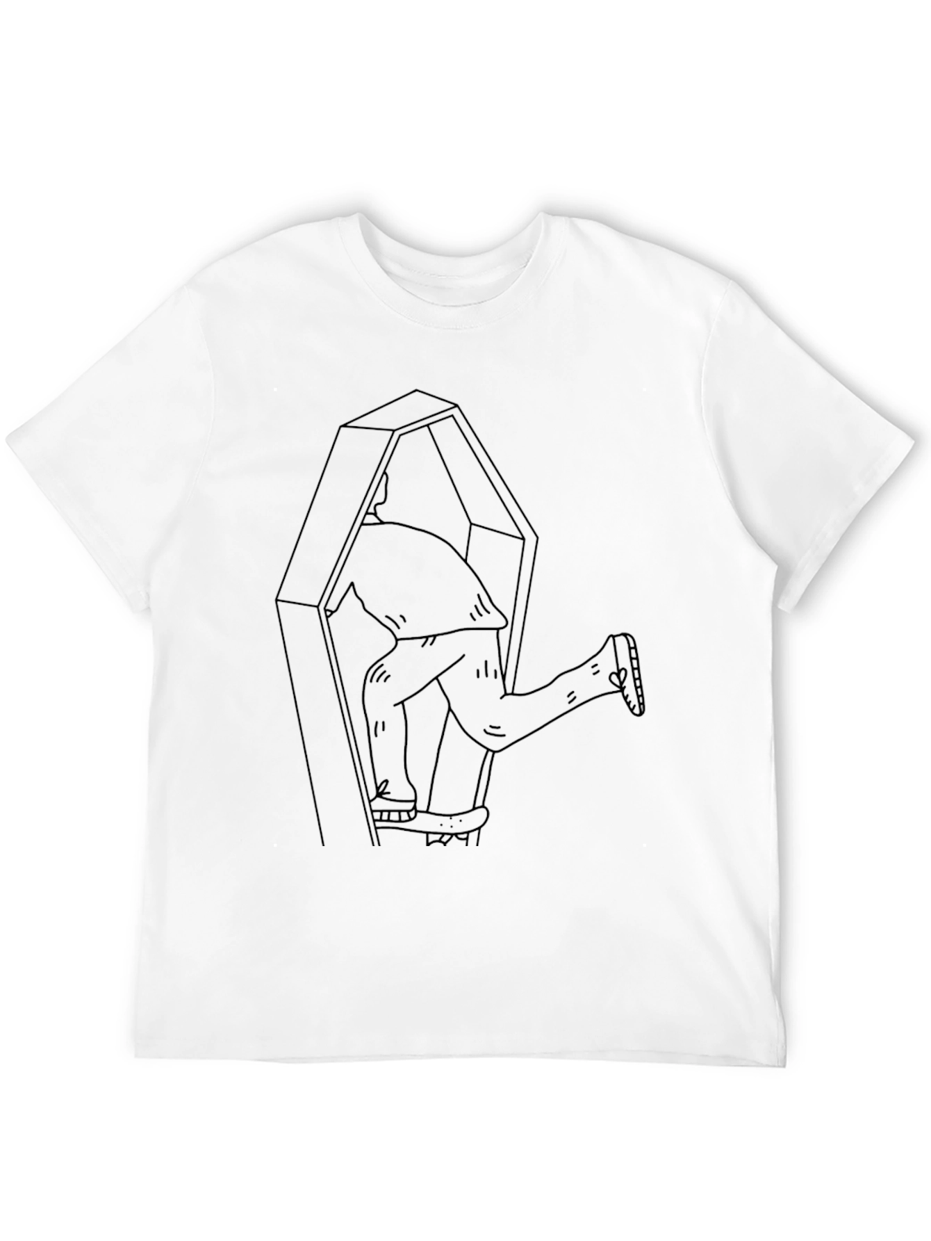 Black Funny Coffin Escape Men's Black T-Shirt view 12